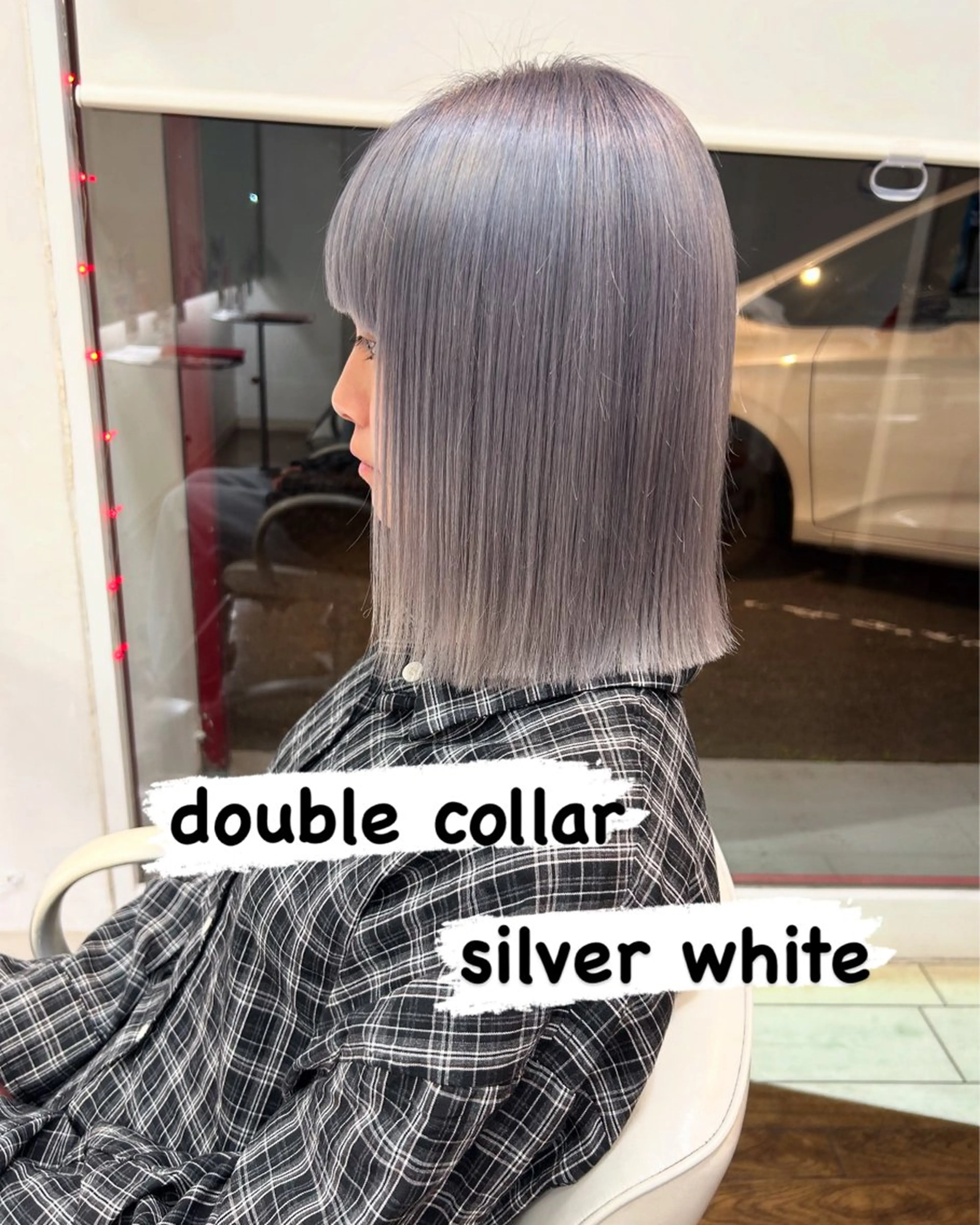 ミディアム カラー ダブルカラー シルバー カット ヘアカラー GLAD 萩原のヘアスタイル