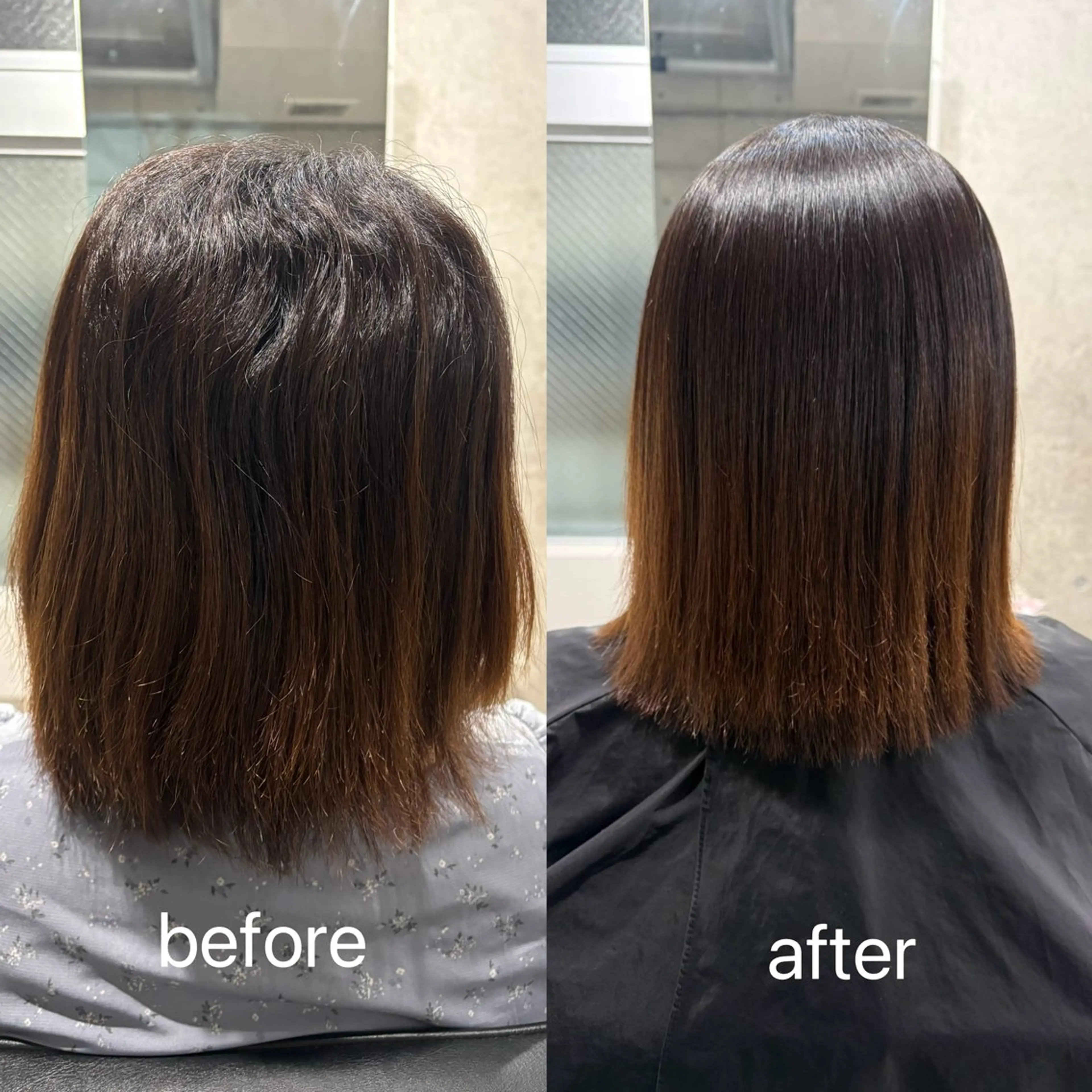 ロング 縮毛矯正 デザインカラー みさのヘアスタイル