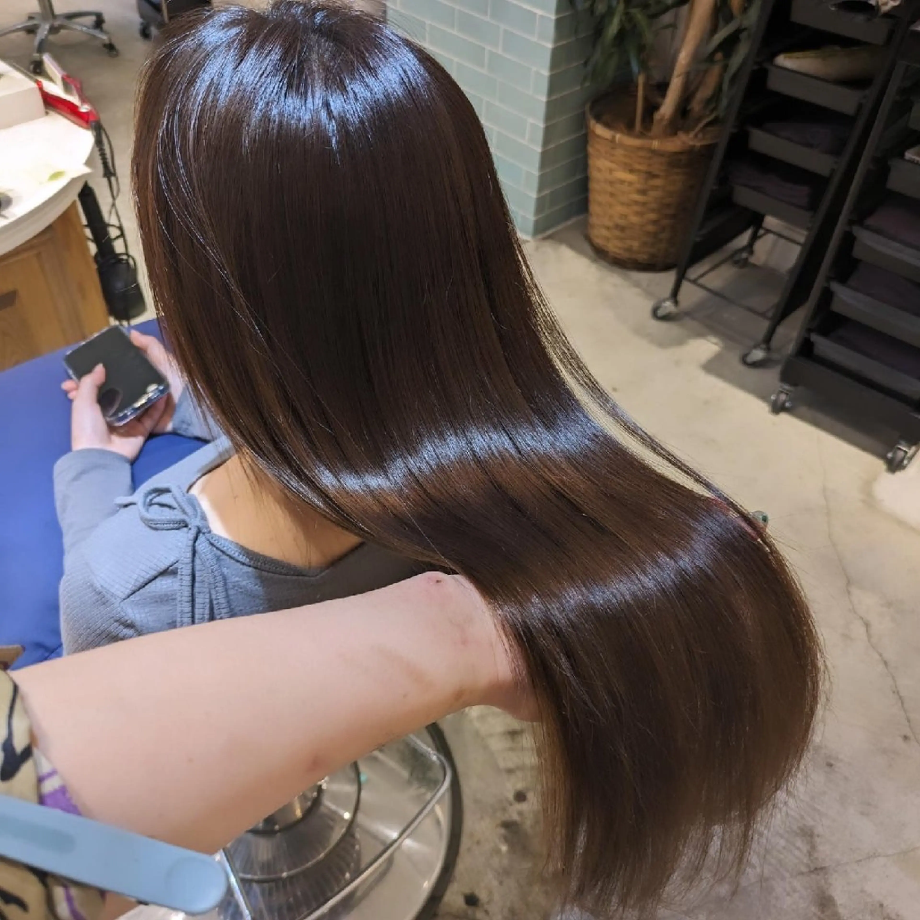 ロング カット ヘアカラー 縮毛矯正 トリートメント 縮毛矯正/レイヤー 💎やまもとちひろのヘアスタイル