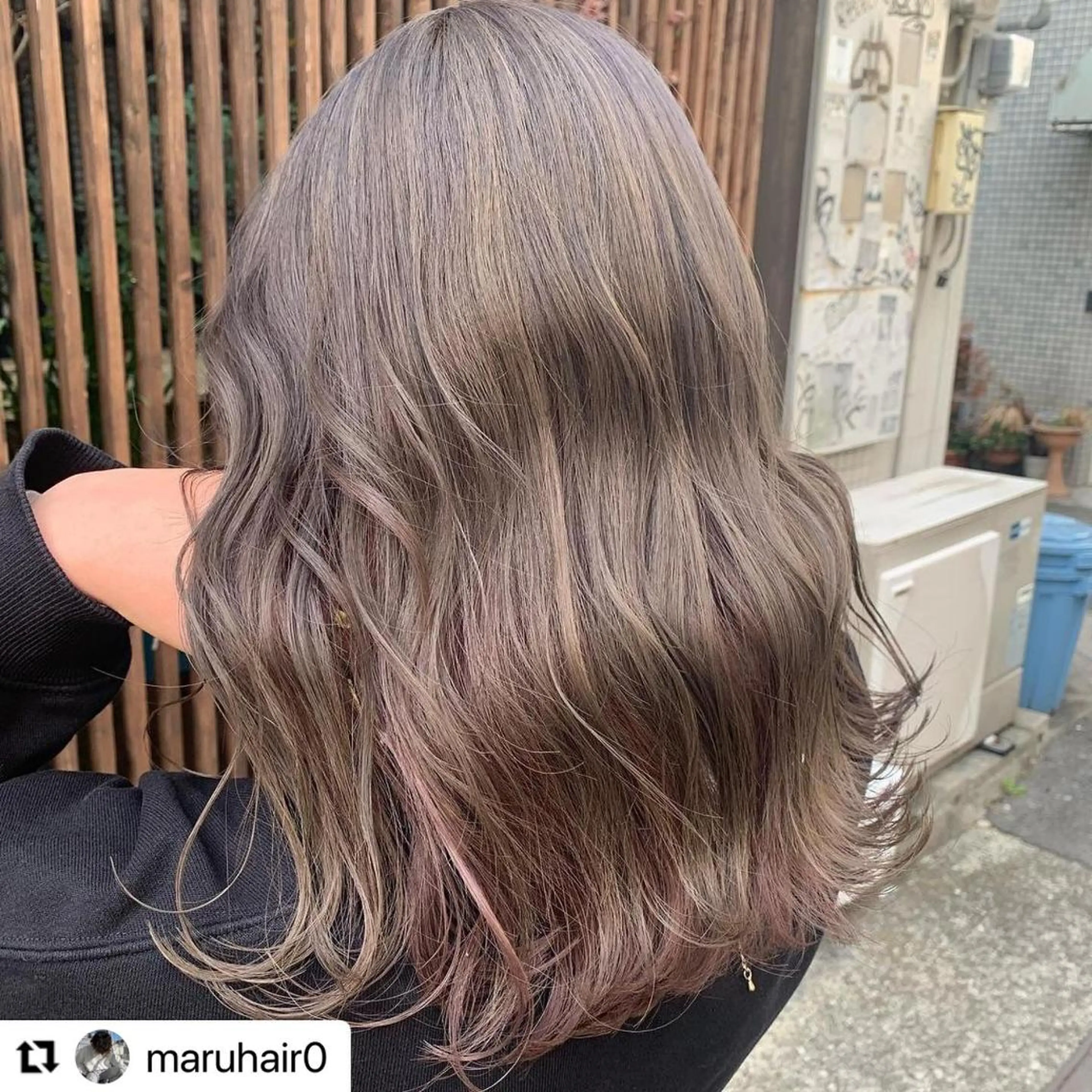 ミディアム カラー メンズ メンズブリーチ アディクシーカラー ブリーチ グレージュ パープルカラー 🩷Eny terrace🩷のヘアスタイル