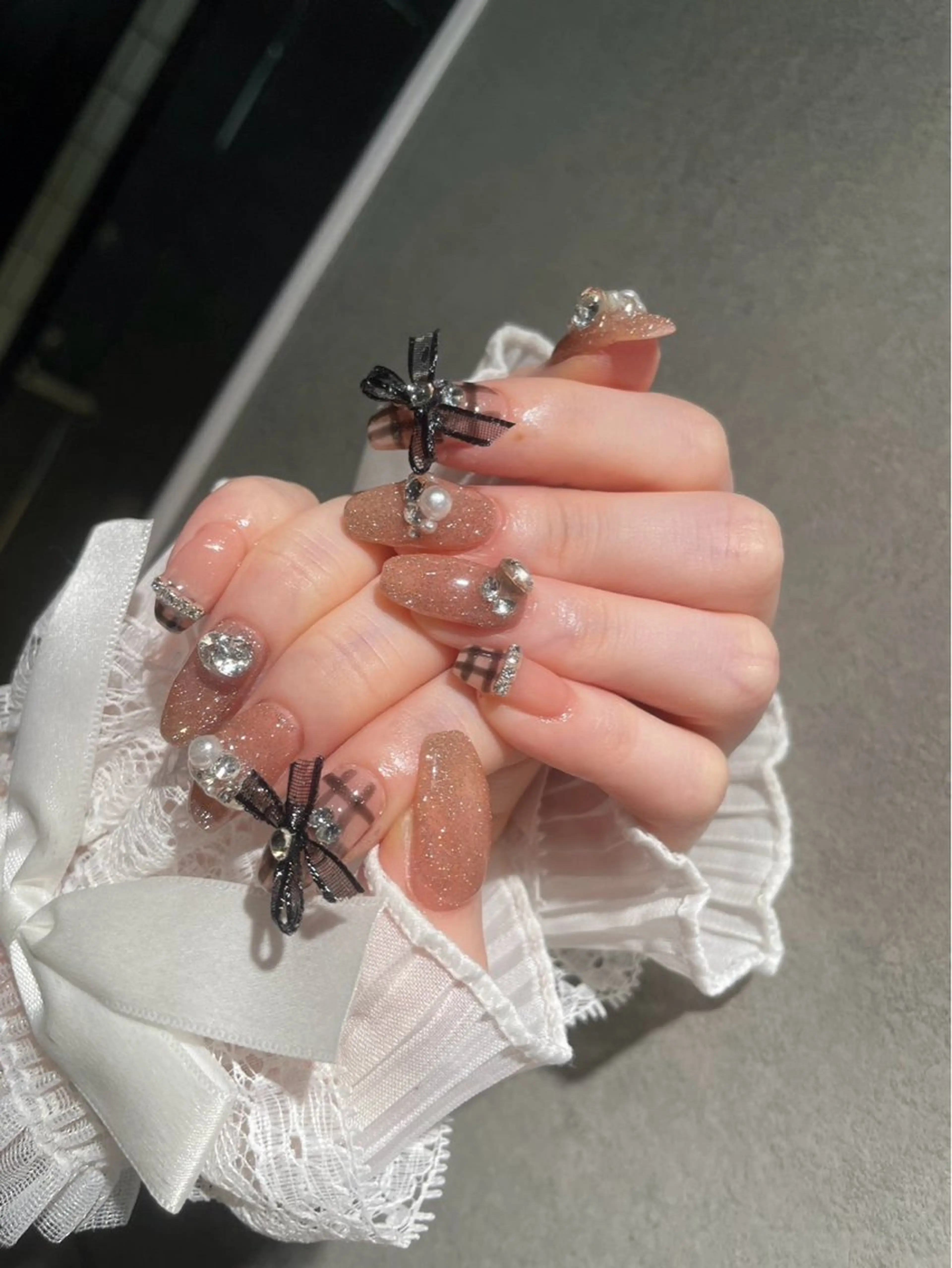 ネイル I-nailロング /ワンホン/キラキラのネイルデザイン