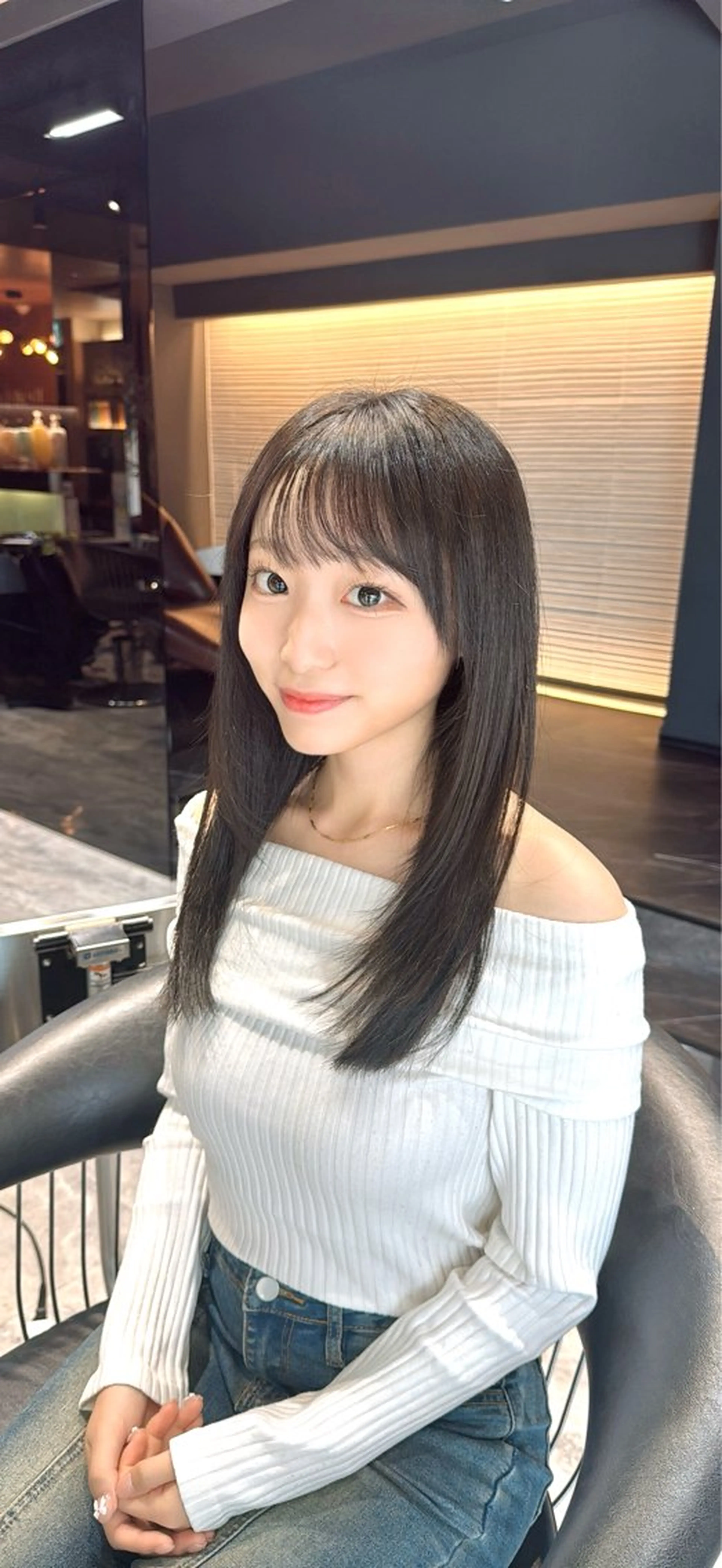 ミディアム 似合わせカット トリートメント カット ヘアカラー トリートメント ヘッドスパ 酸性ストレート/ 透明感カラー/中村利のヘアスタイル