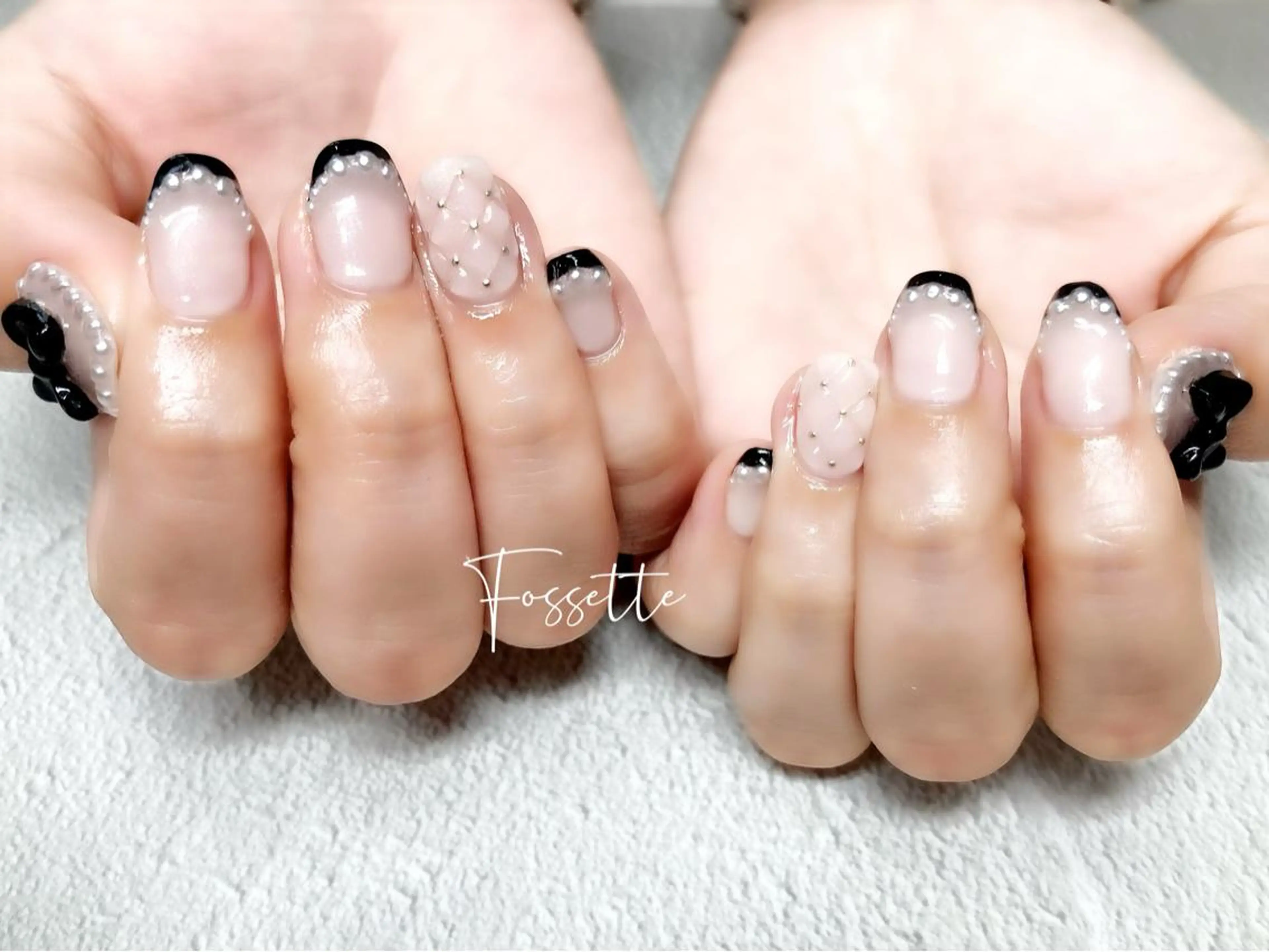 ネイル フレンチネイル リボン nailsalon Fossetteのネイルデザイン