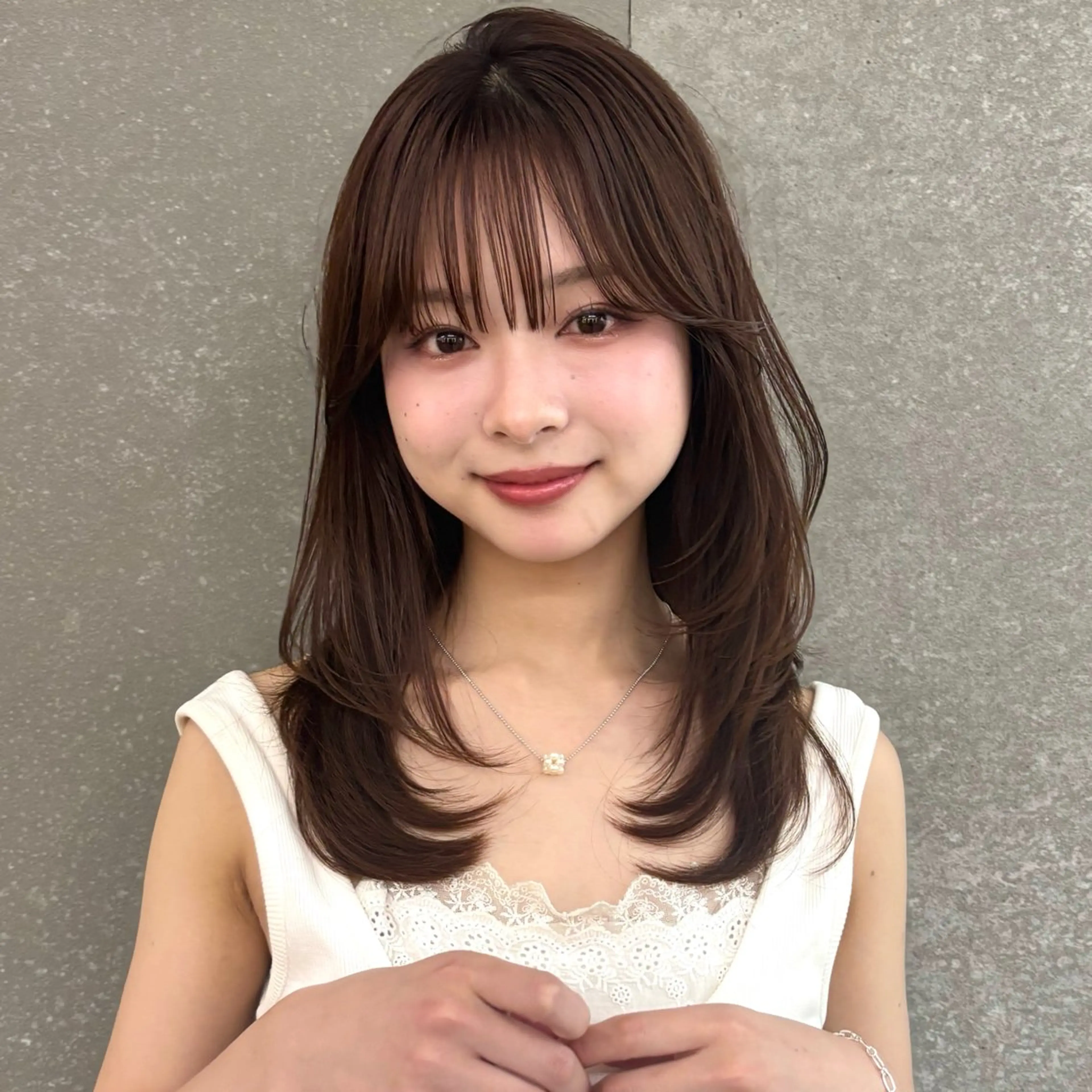 ミディアム カラー ミディアムレイヤー ブラウンカラー レイヤーカット カット ヘアカラー トリートメント 韓国レイヤー🇰🇷 /縮毛矯正💎/月音のヘアスタイル