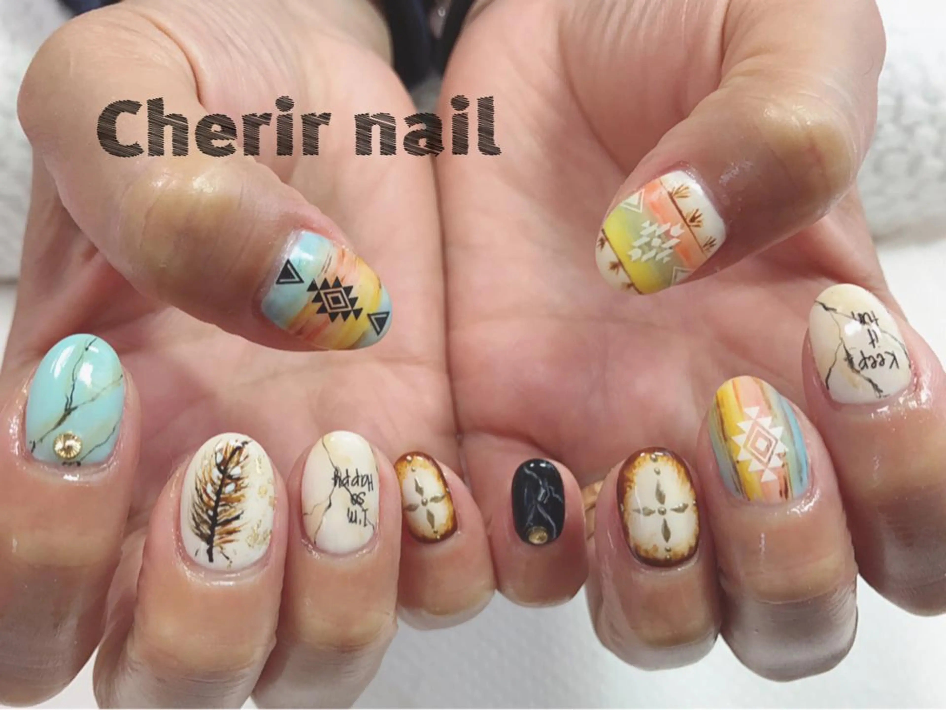 ネイル アートネイル 大理石ネイル(マーブル) マットネイル ワンカラーネイル ハンドネイル Cherirnail kaoriのネイルデザイン