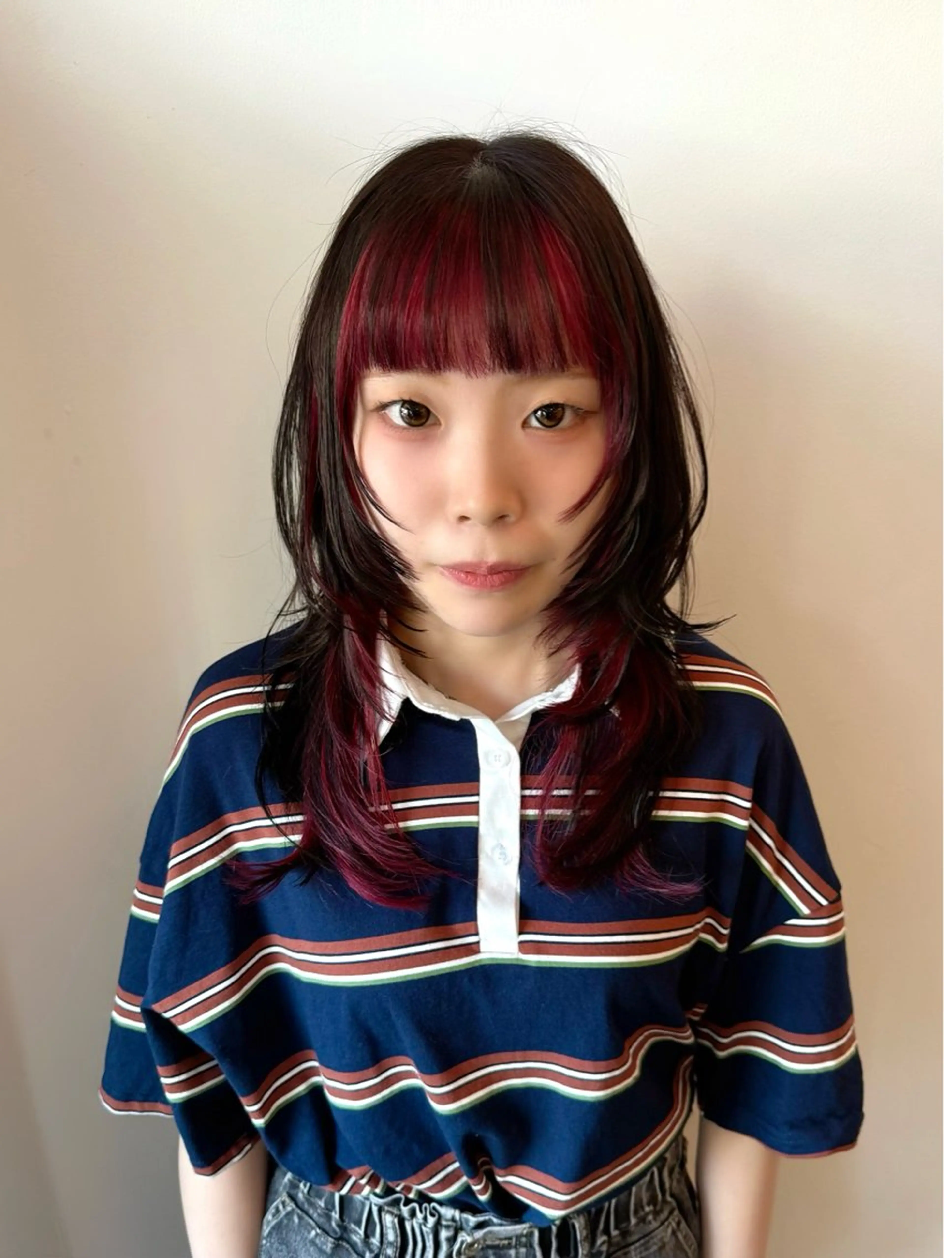 セミロング ミストバング レイヤーカット カット ヘアカラー フラム所属・WATANABE MISAKIのヘアスタイル