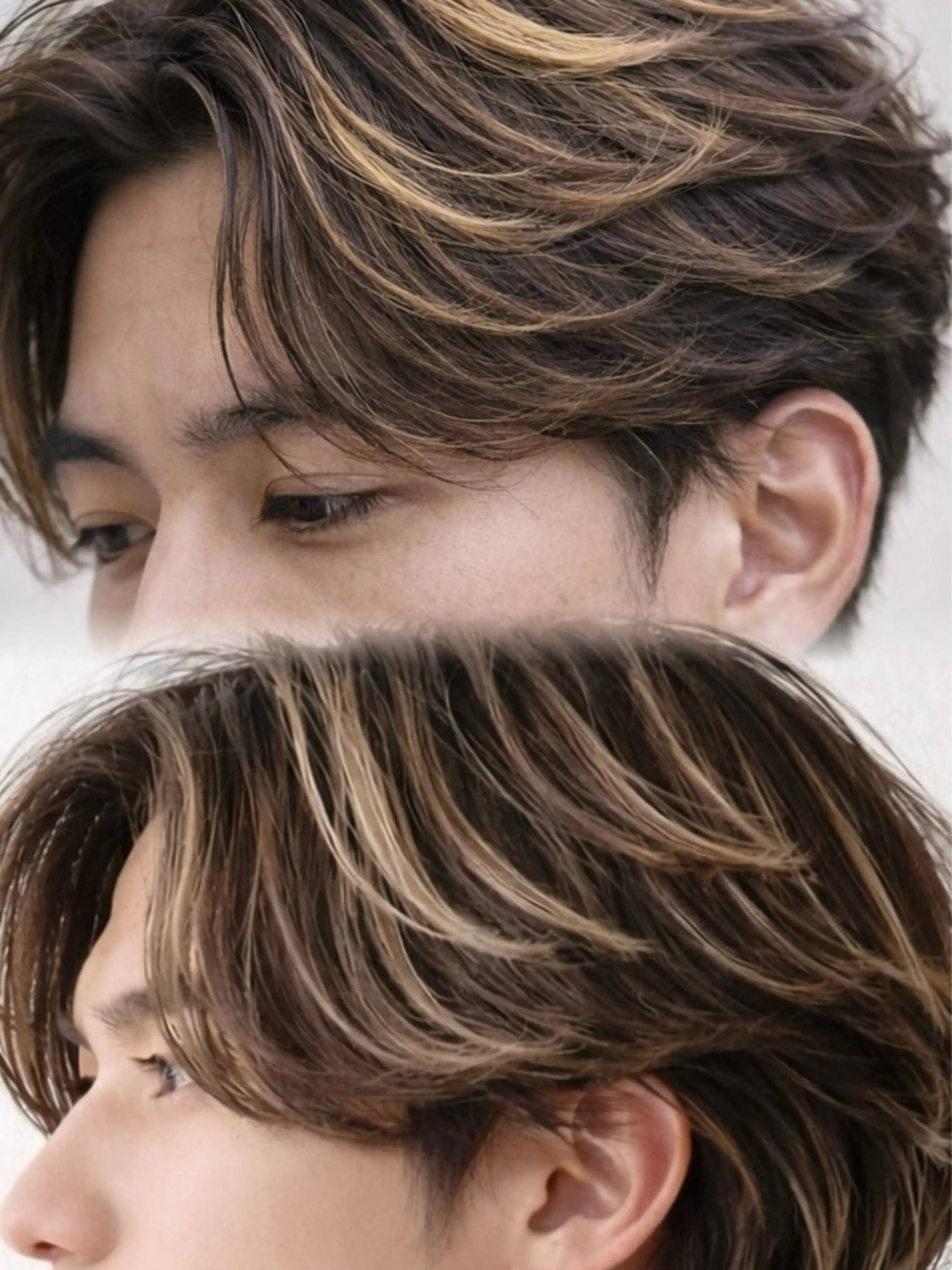 ミディアム ハイライト レイヤーカット カット ヘアカラー ハイライトカラー 浦和メンズ新井涼太のヘアスタイル