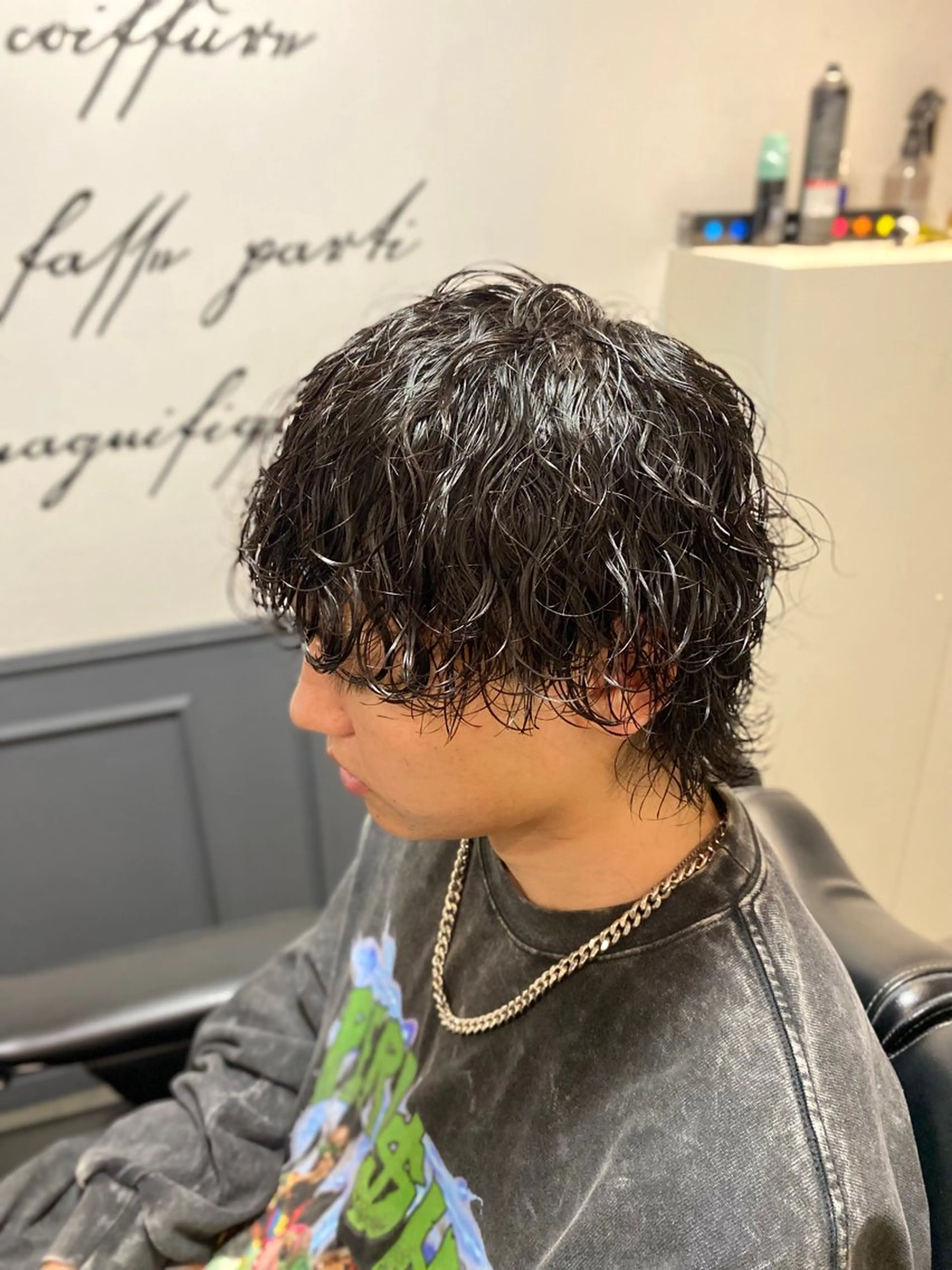 ミディアム パーマ メンズ カット パーマ CHIBA RUKIYAのヘアスタイル