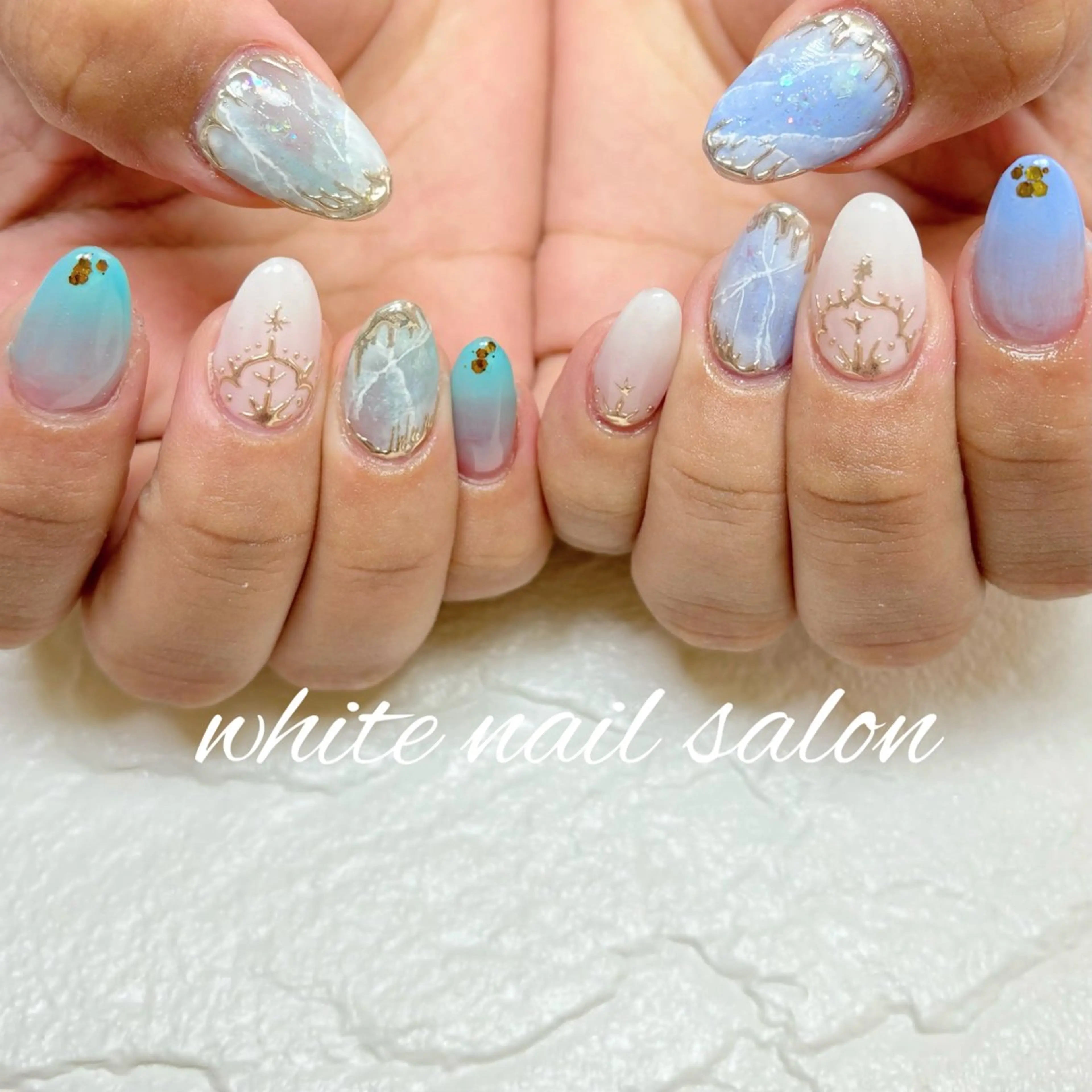 ネイル 長さ出し 持ち込み ホワイト ハンドネイル white nail salonのネイルデザイン
