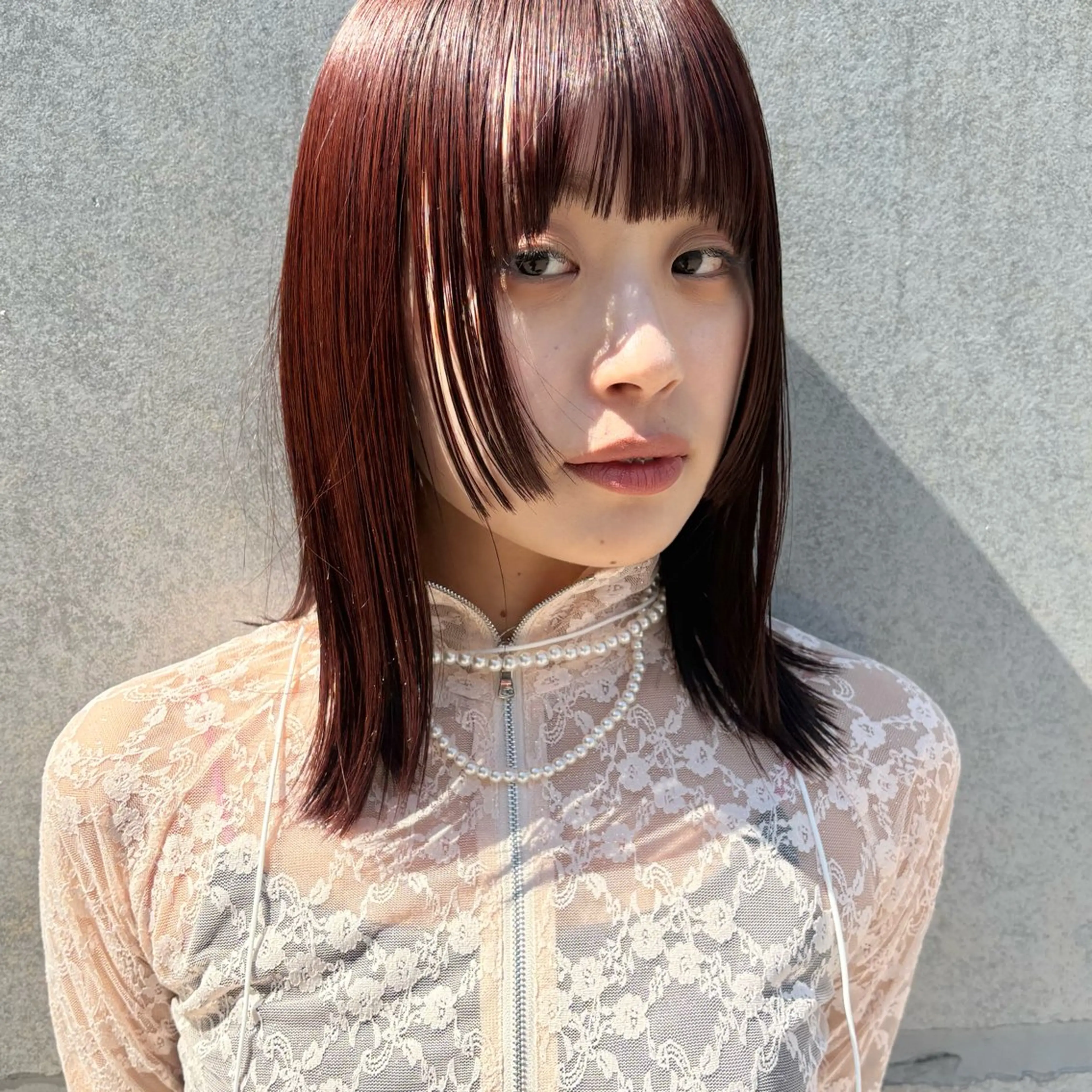 🍒カット+ブリーチなしダブル暖色カラー+内部tr🍒 【ボブ/レイヤー/顔周り/小顔/ぱっつん前髪/透明感/下北沢】の写真