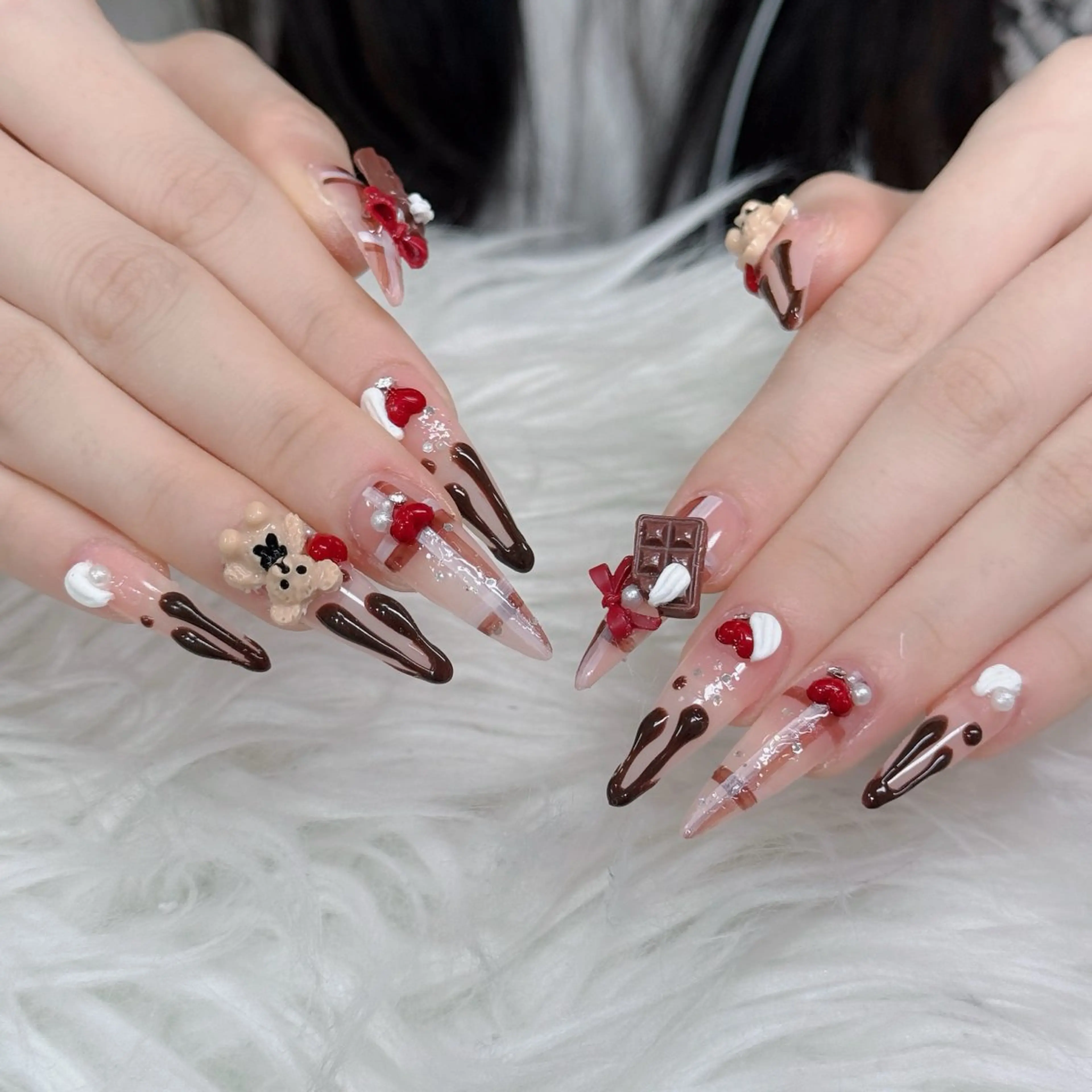 ネイル フットネイル フレンチネイル グラデーション 韓国ネイル ロングネイル ハンドネイル Hani Nail Salonのネイルデザイン