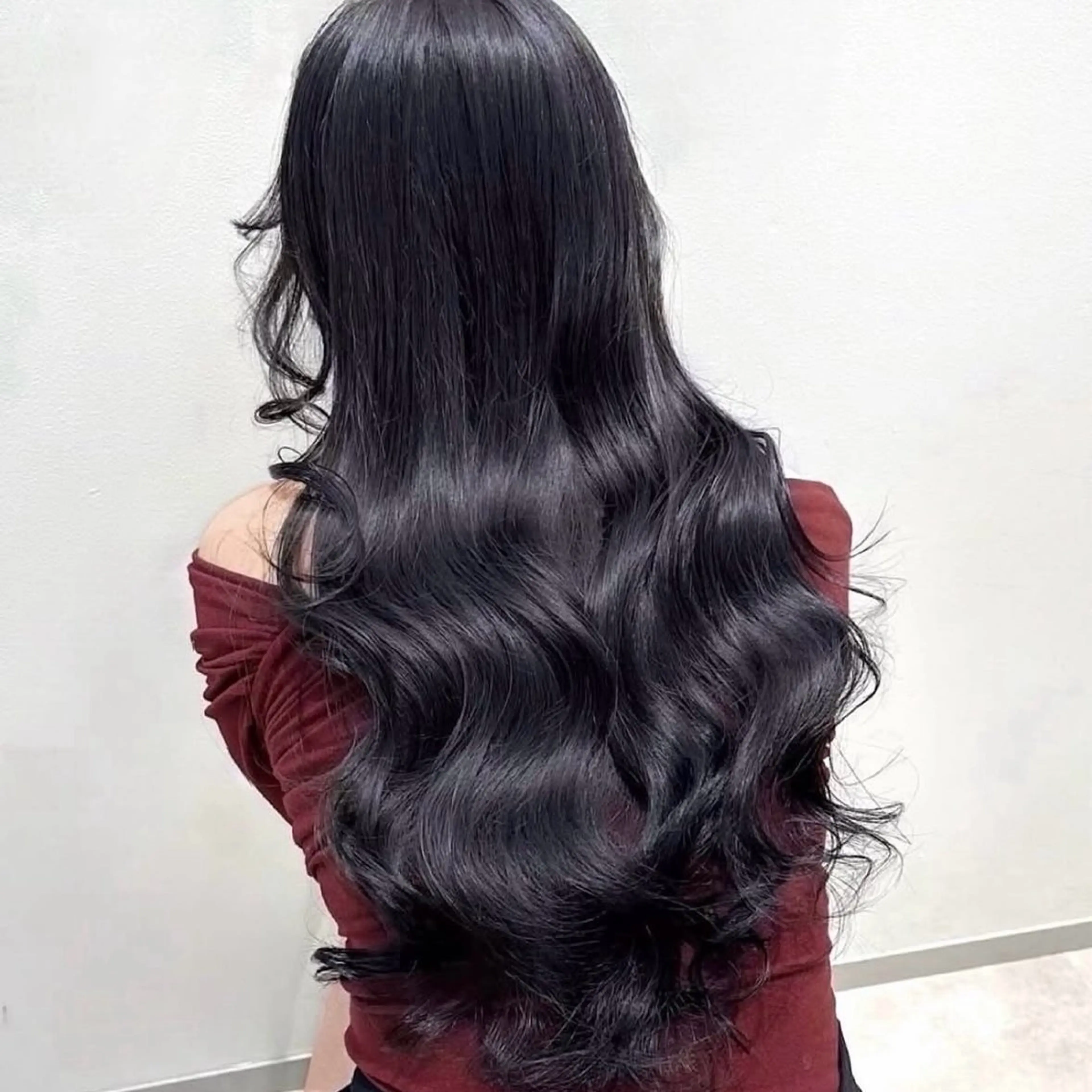 ロング カラー 黒髪 ブリーチ ブルーカラー ブルーブラック ダブルカラー 心斎橋/透明感カラー / ミサキのヘアスタイル