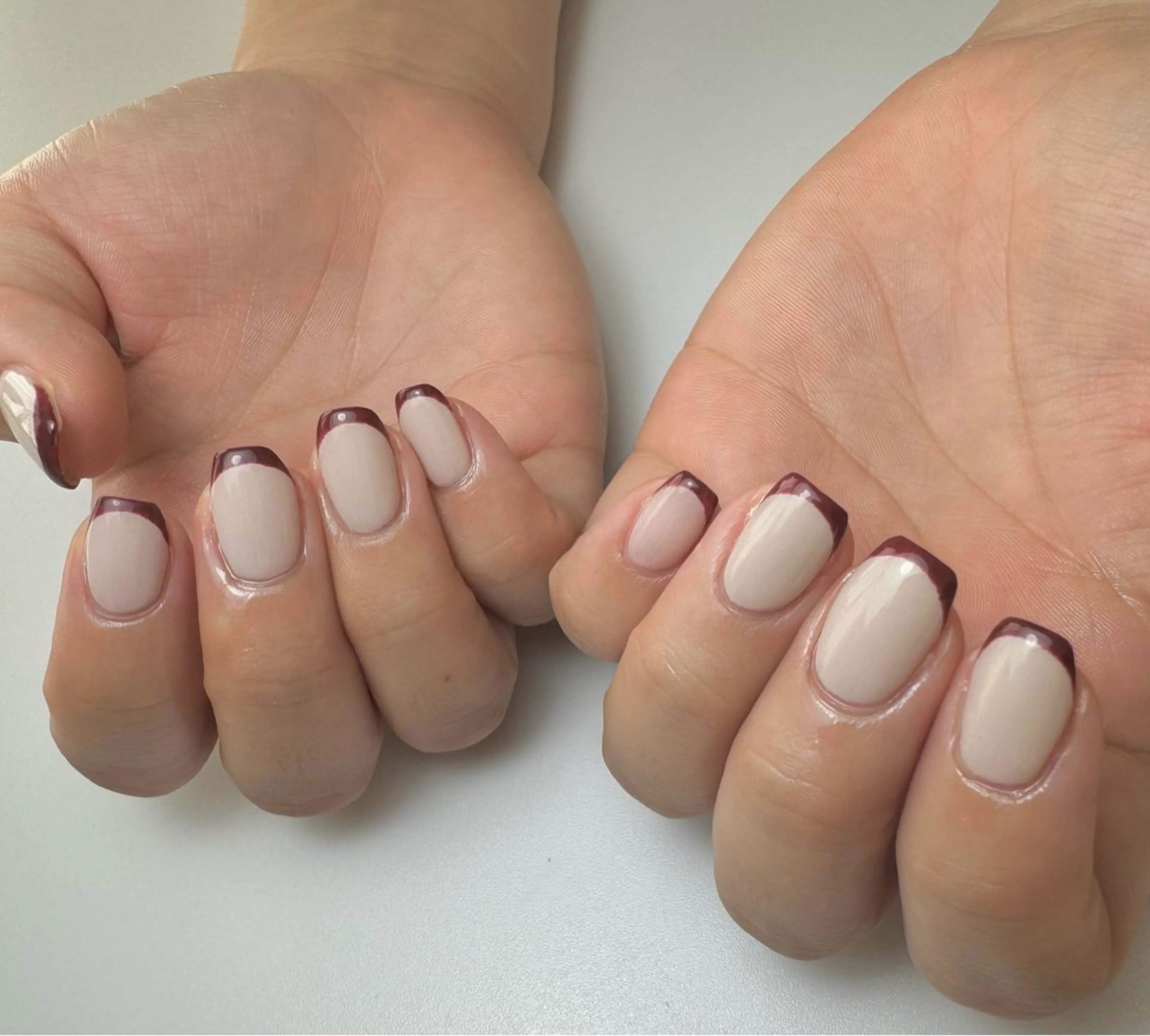 ネイル ボルドー フレンチネイル 白日-hakubi nail-のネイルデザイン