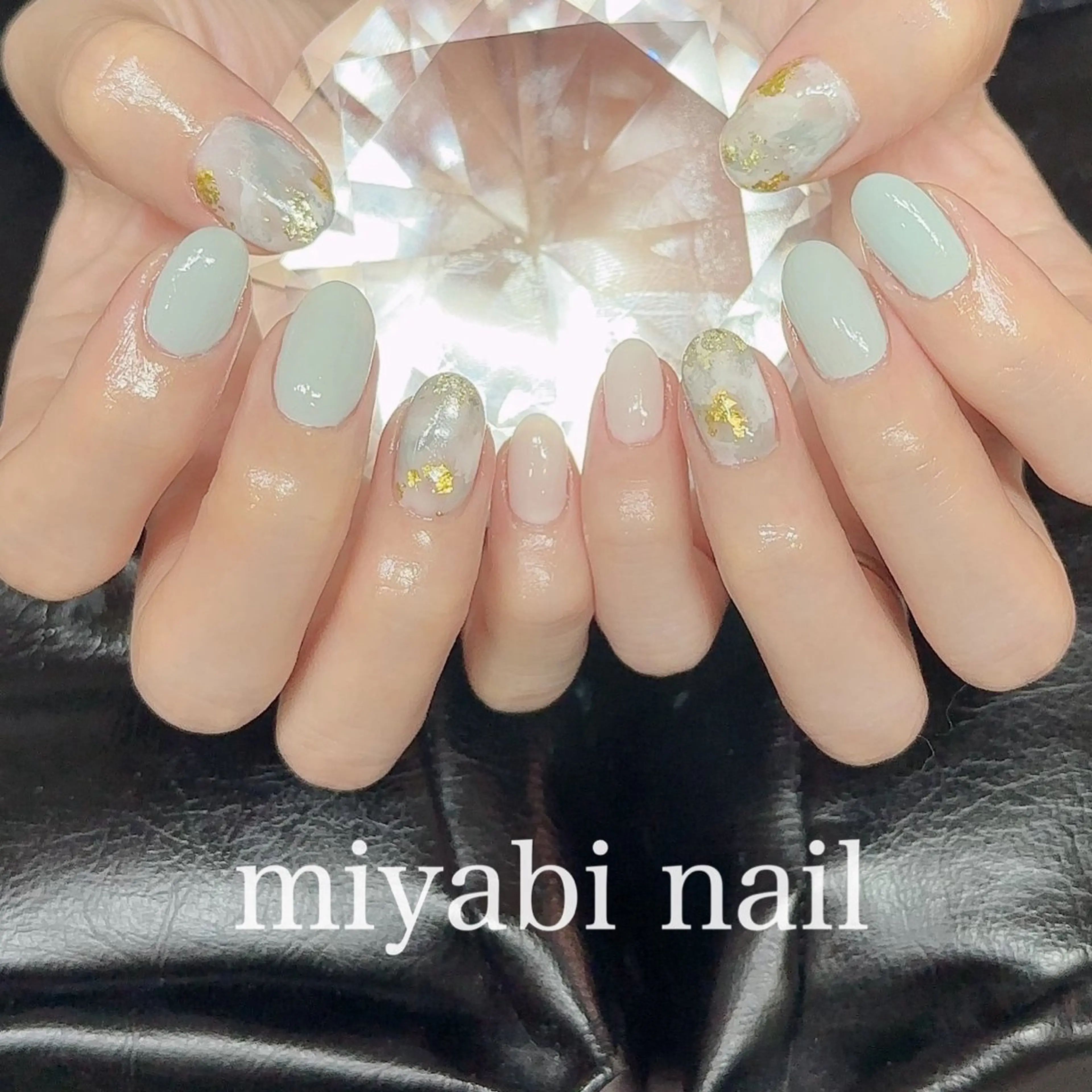ネイル ブルー 持ち込み ニュアンスネイル シンプルネイル 春ネイル ハンドネイル miyabi nail 桂川駅近くのネイルデザイン