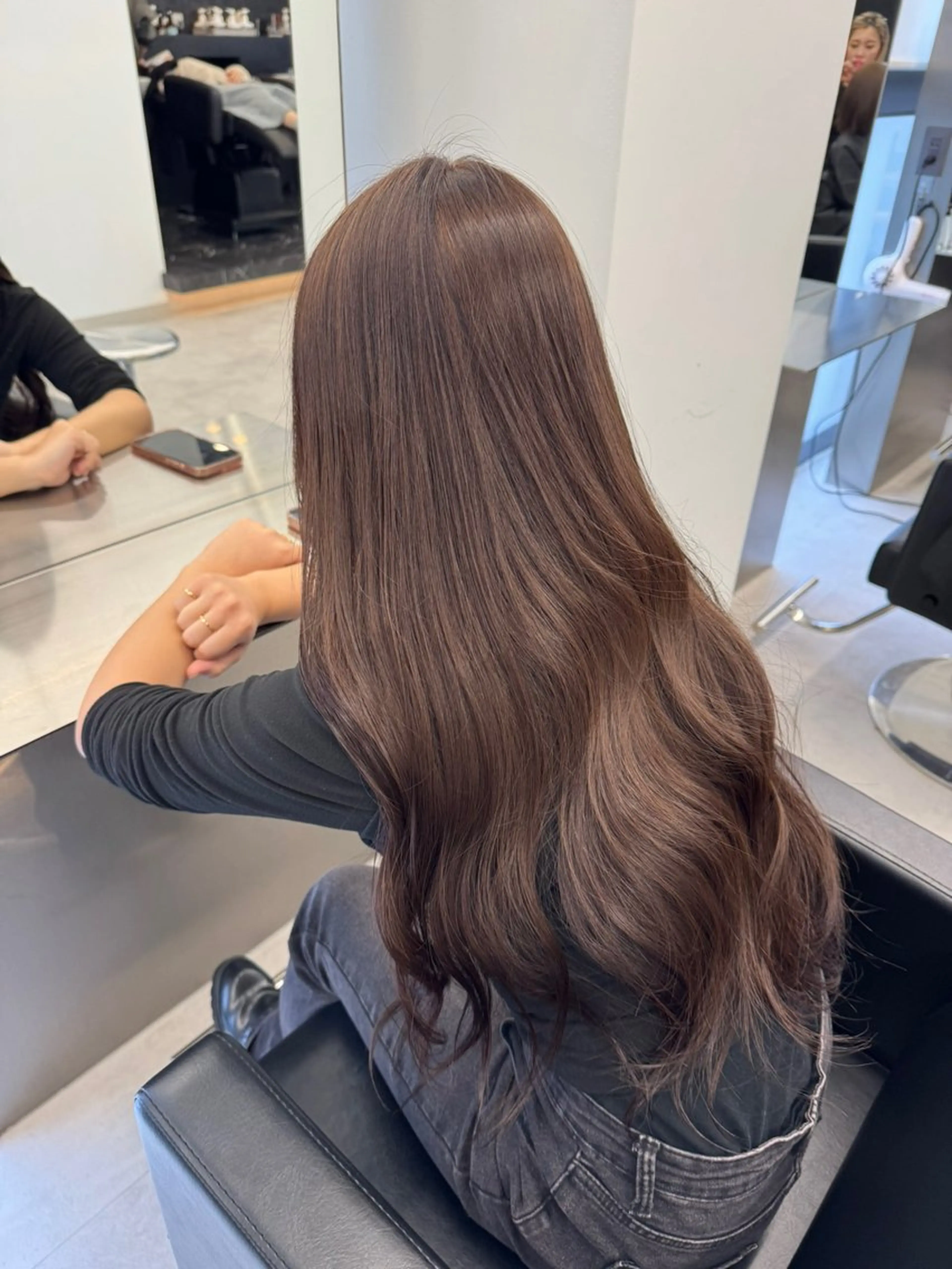 ロング カラー ブリーチ ブラウンカラー ココアブラウン ダブルカラー ブリーチなしカラー ヘアカラー トリートメント ハイトーン/エクステ /韓国ヘアKENTAのヘアスタイル