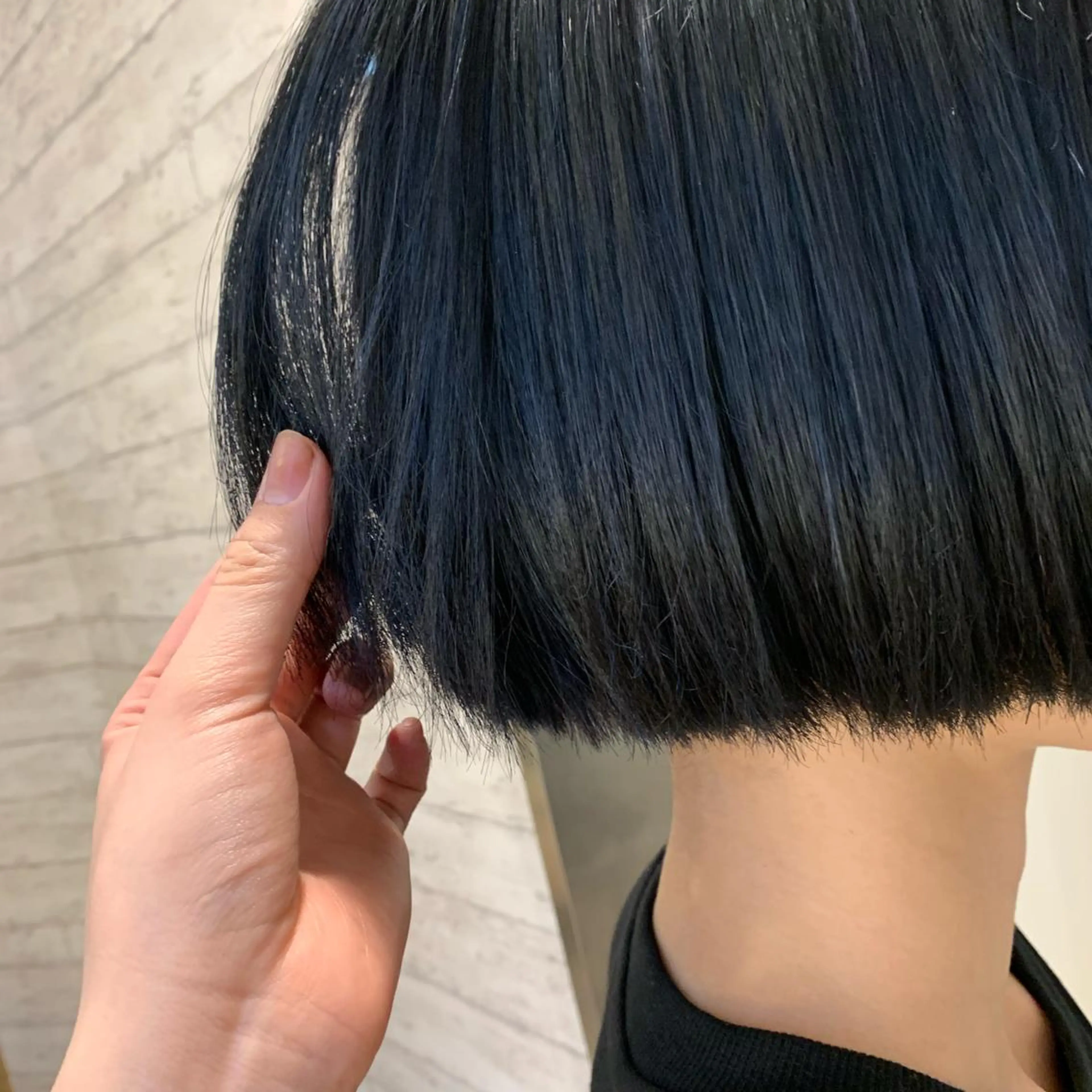 カラー 黒髪 ブルーカラー ブルーブラック ハイライトカラー 天野 利咲のヘアスタイル