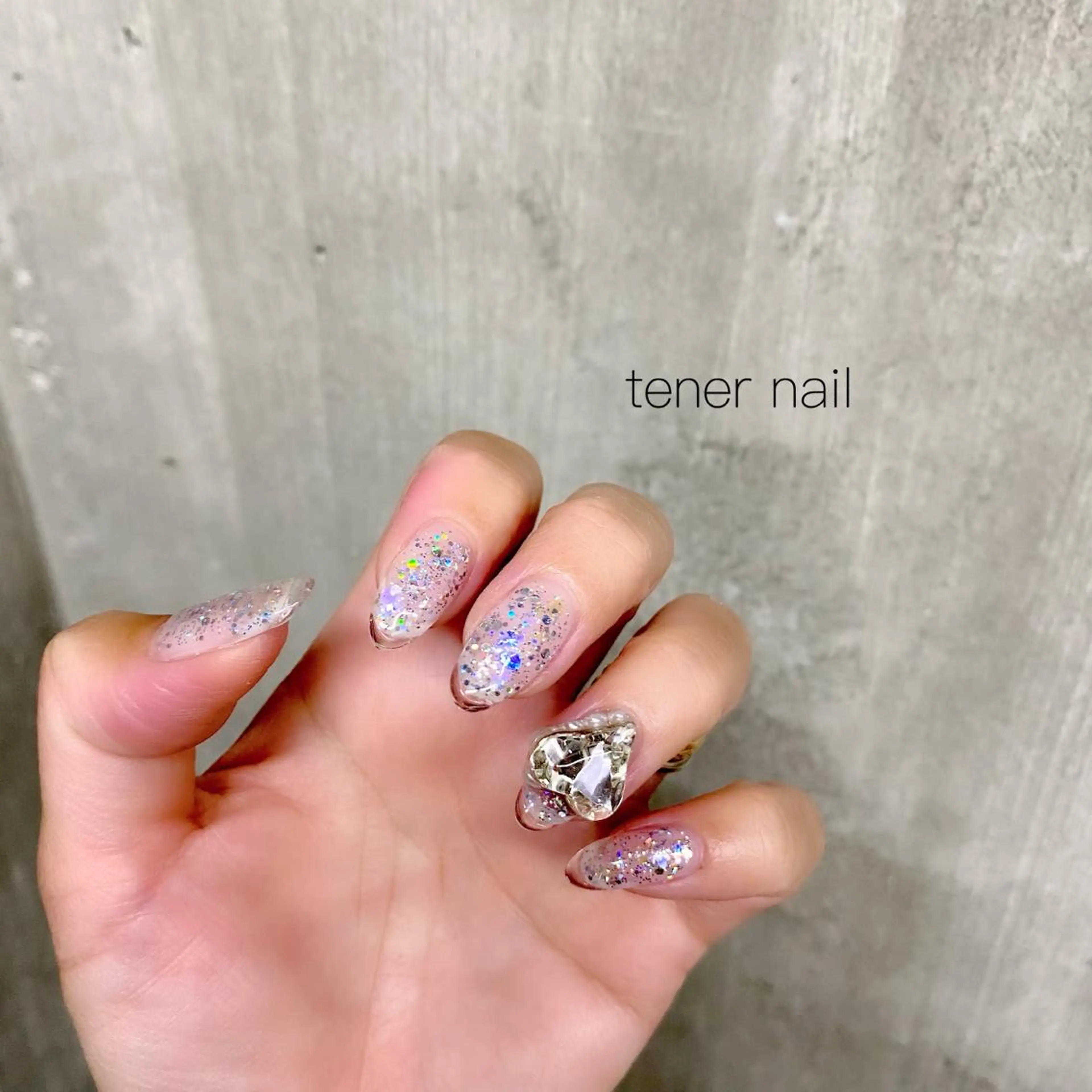 ネイル クリアネイル フレンチネイル ハート テネルネイル tener nailのネイルデザイン