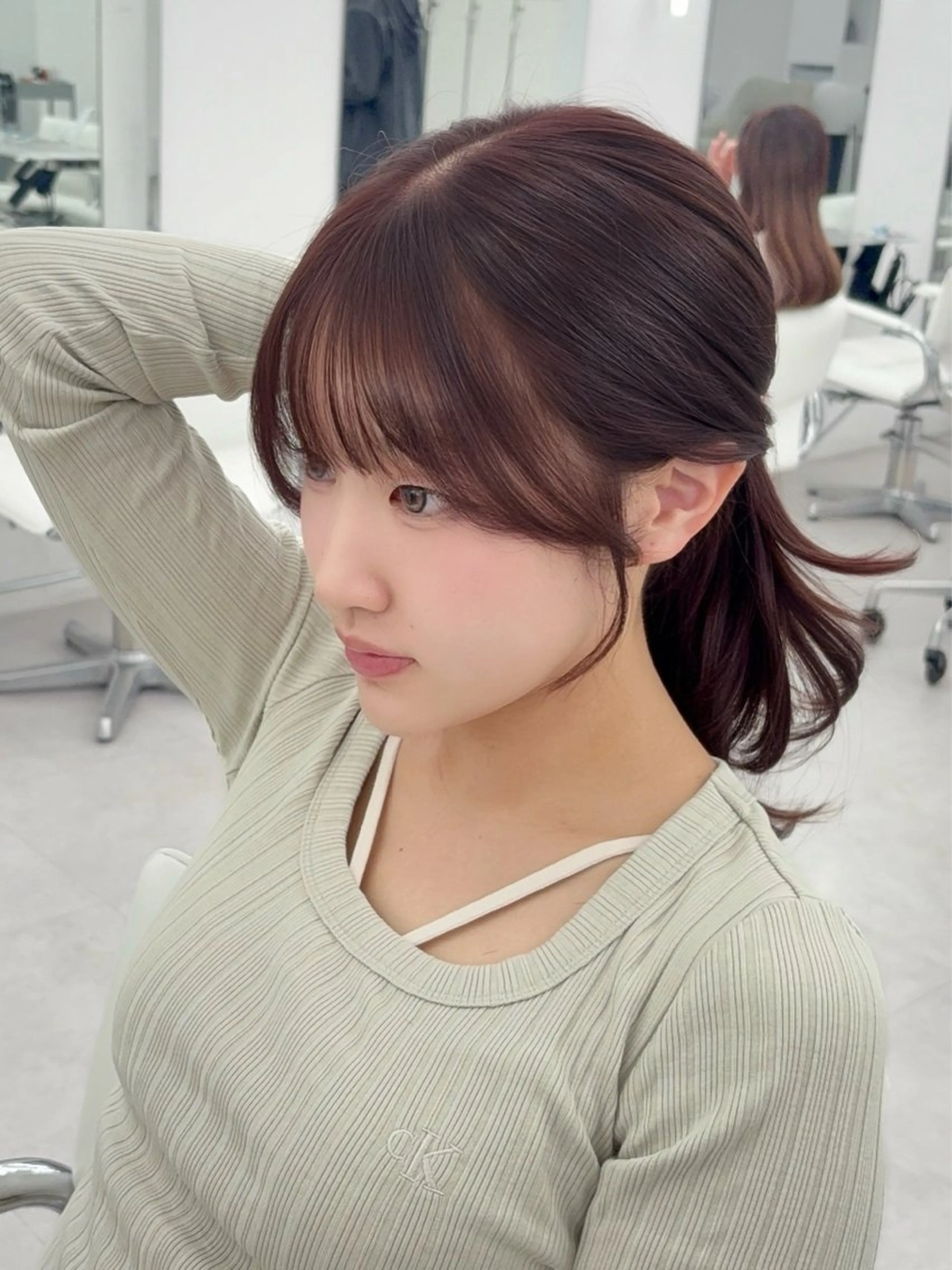 ロング カラー レイヤーカット 小顔カット カット ヘアカラー トリートメント 韓国ヘア/レイヤー/ 顔まわり足立遥奈のヘアスタイル