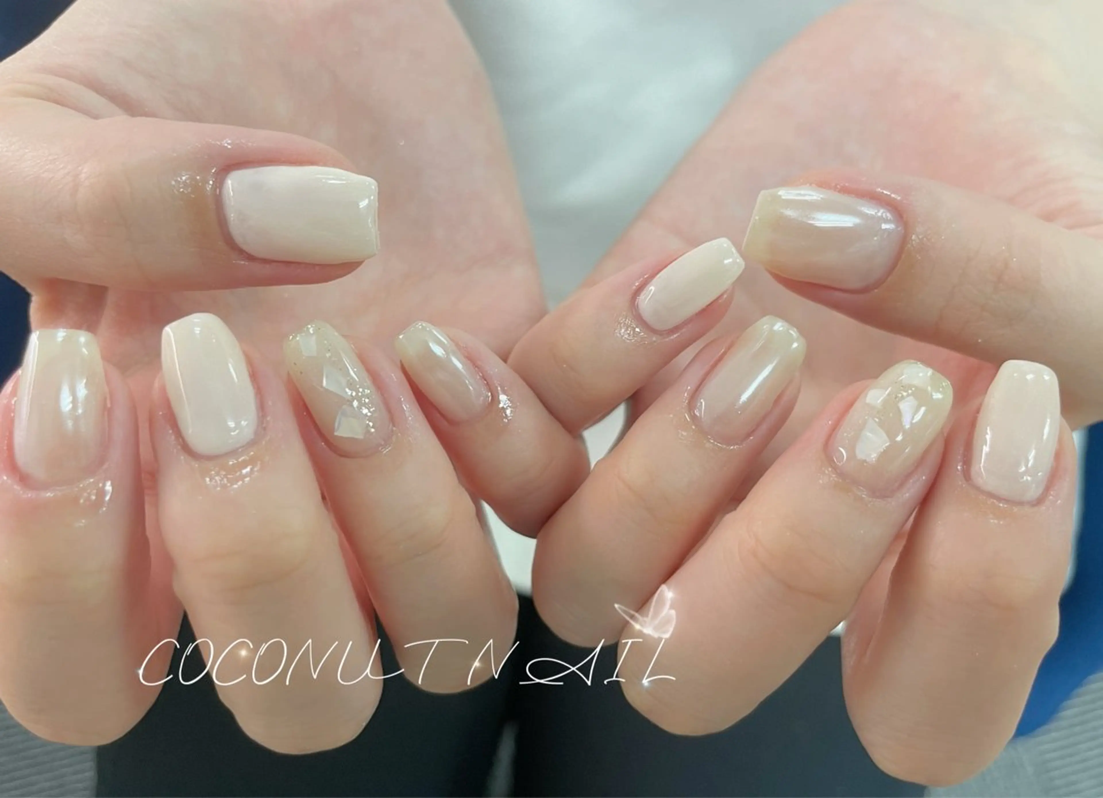 ネイル べっ甲ネイル フレンチネイル キラキラネイル ラメ(グリッター) マグネットネイル ハンドネイル 神田 ココナッツのネイルデザイン