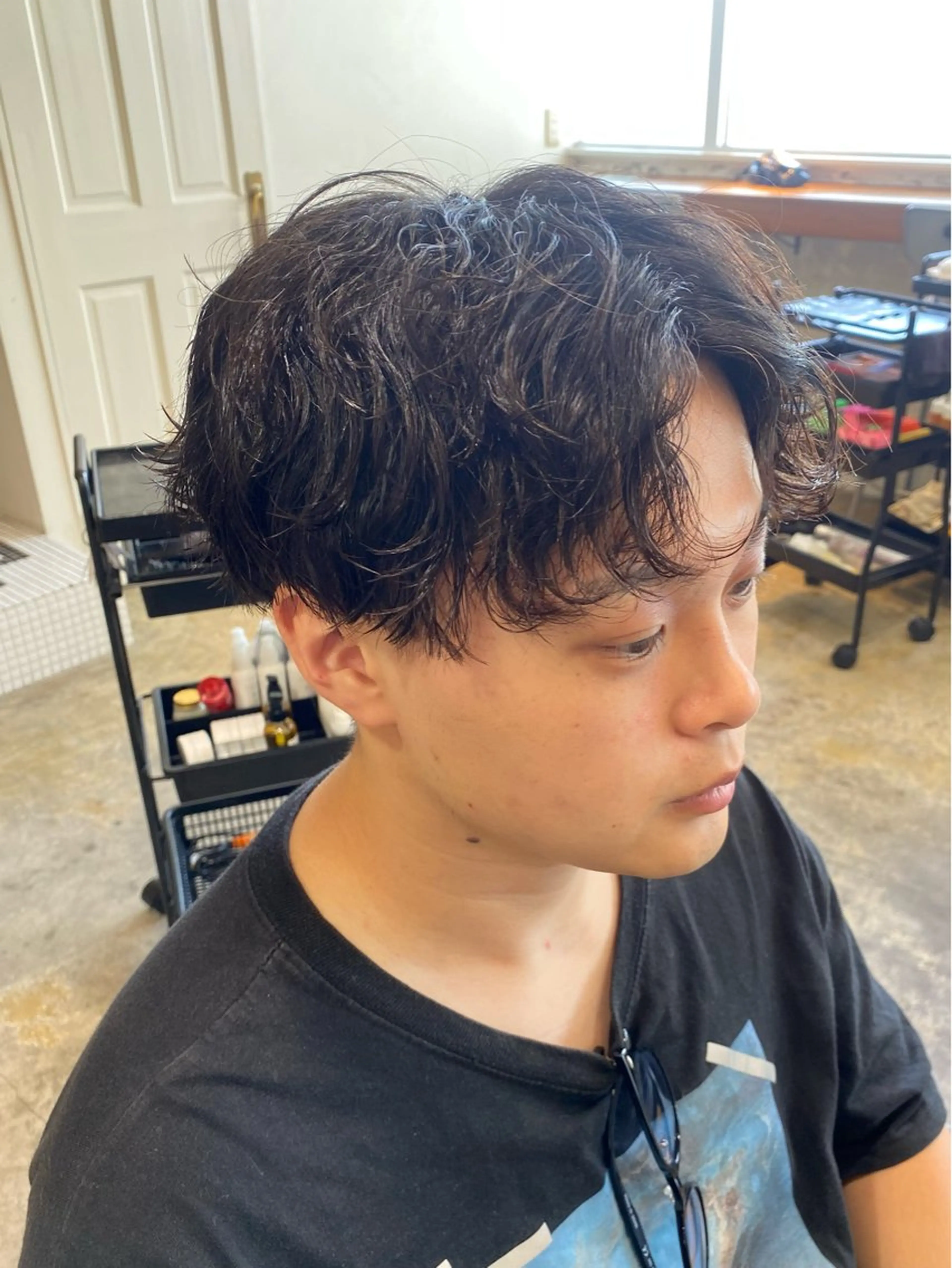 ショート パーマ メンズ カット パーマ トリートメント レイヤーボブ/ 艶カラー/サナ🌼のヘアスタイル