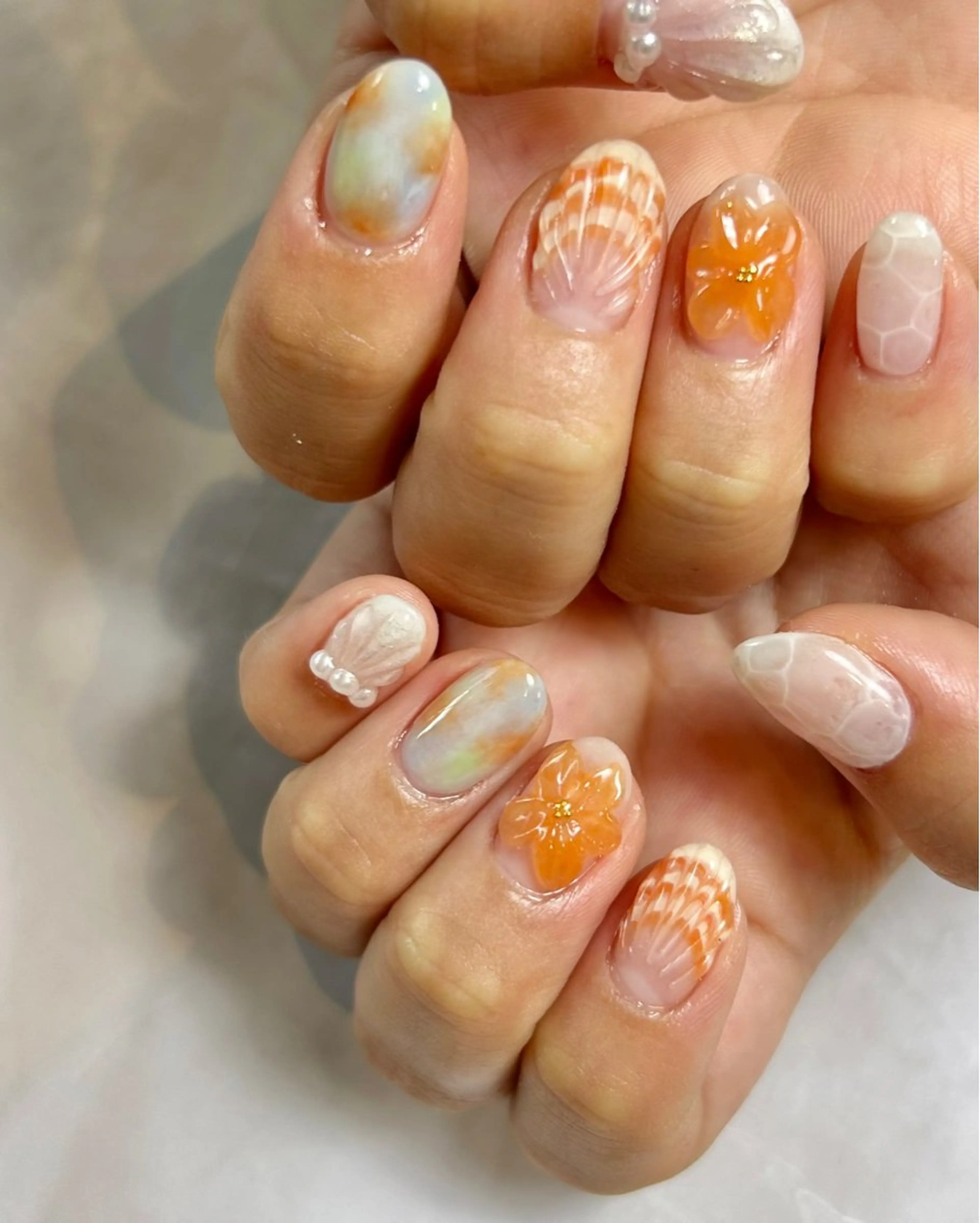 ネイル 持ち込み 夏ネイル ハンドネイル Reflection marikoのネイルデザイン