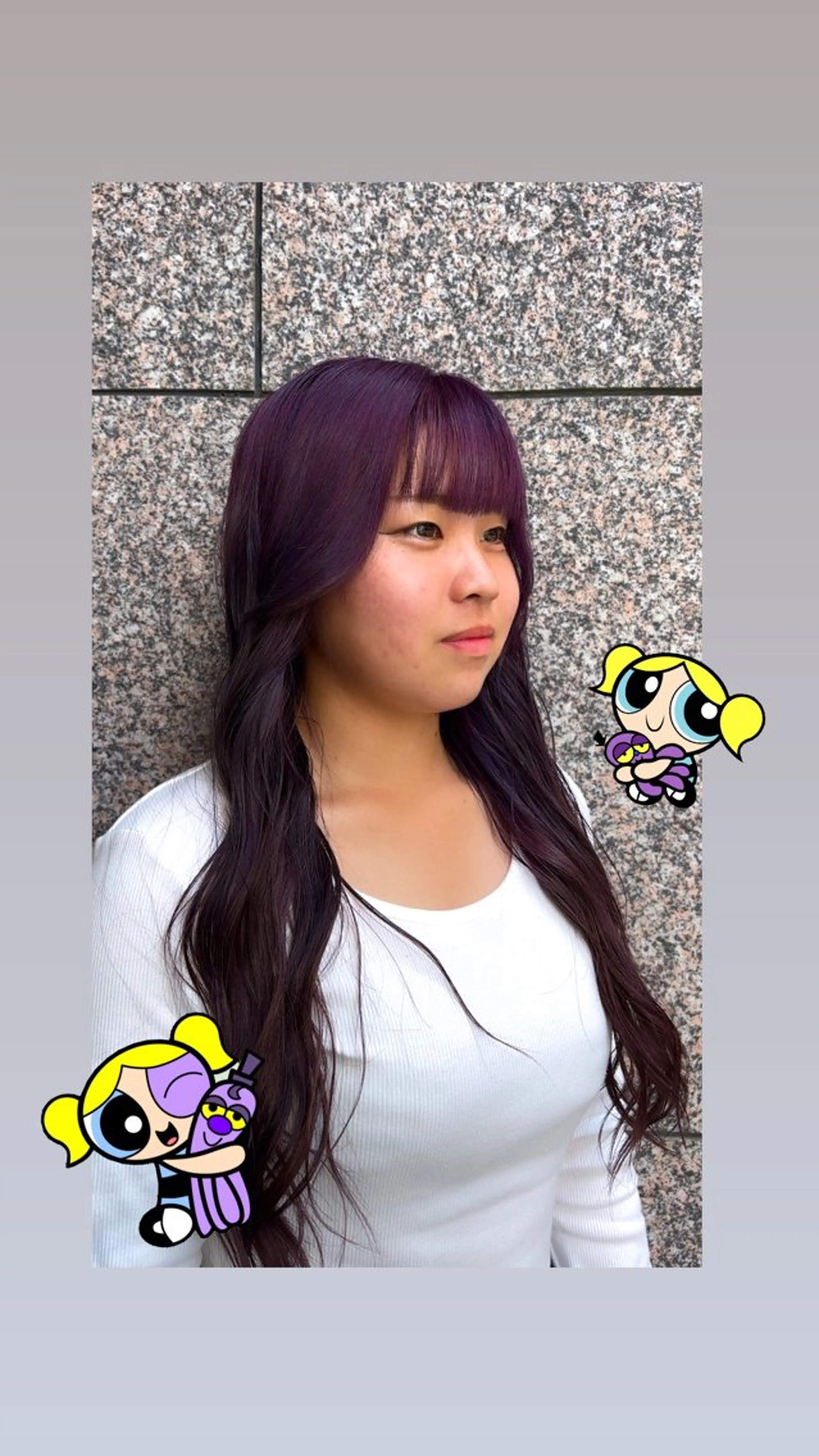 ロング カラー ブリーチ ピンクカラー シルバー バイオレットカラー maru.所属・林 小夏のヘアスタイル