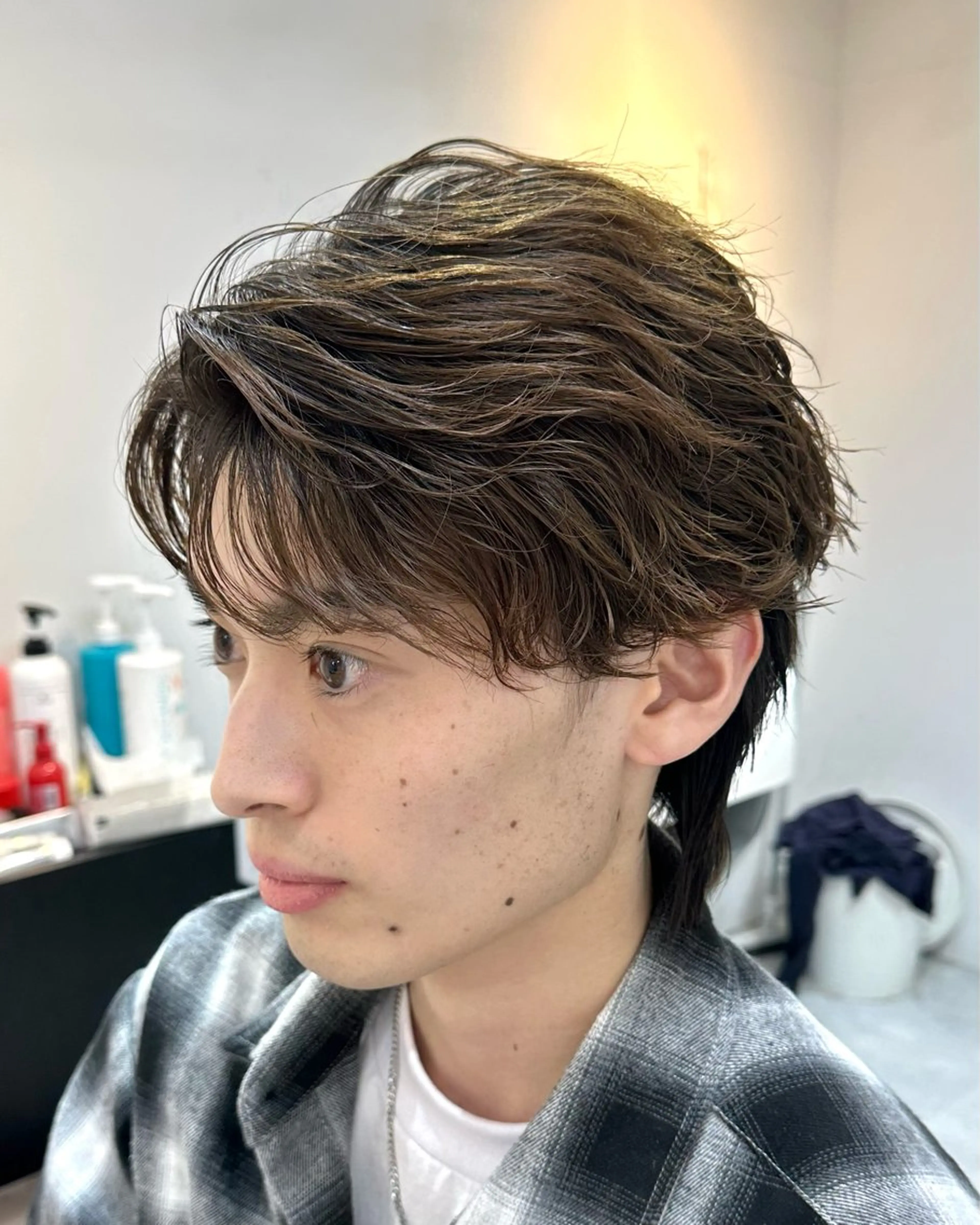 ショート パーマ メンズ フェザーパーマ メンズパーマ カット パーマ Je suis heureuse BLANC所属・金子 ふみやのヘアスタイル