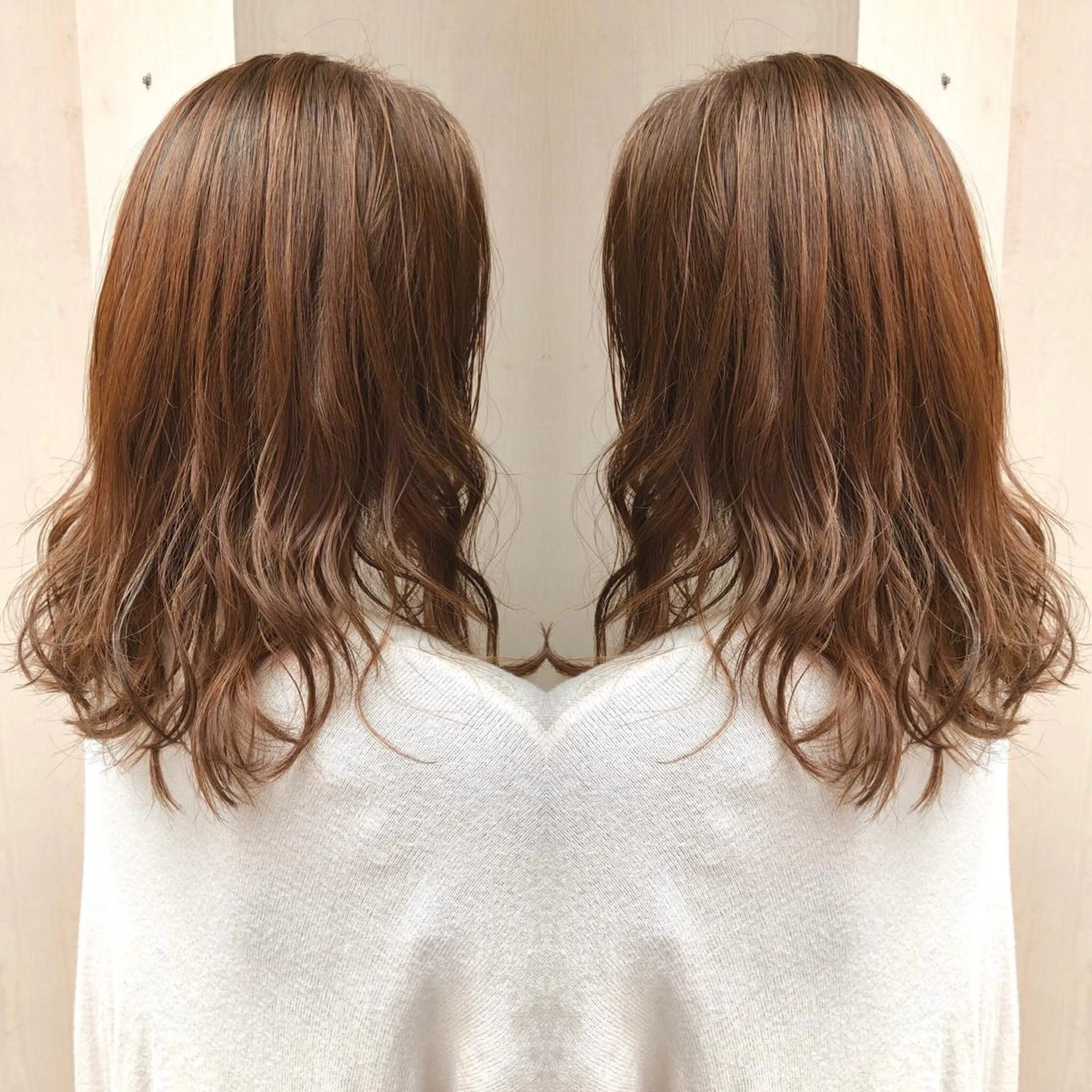 セミロング カラー パーマ ベージュカラー ブリーチ ハイトーンカラー ピンクカラー ピンクベージュ 細川 亮のヘアスタイル