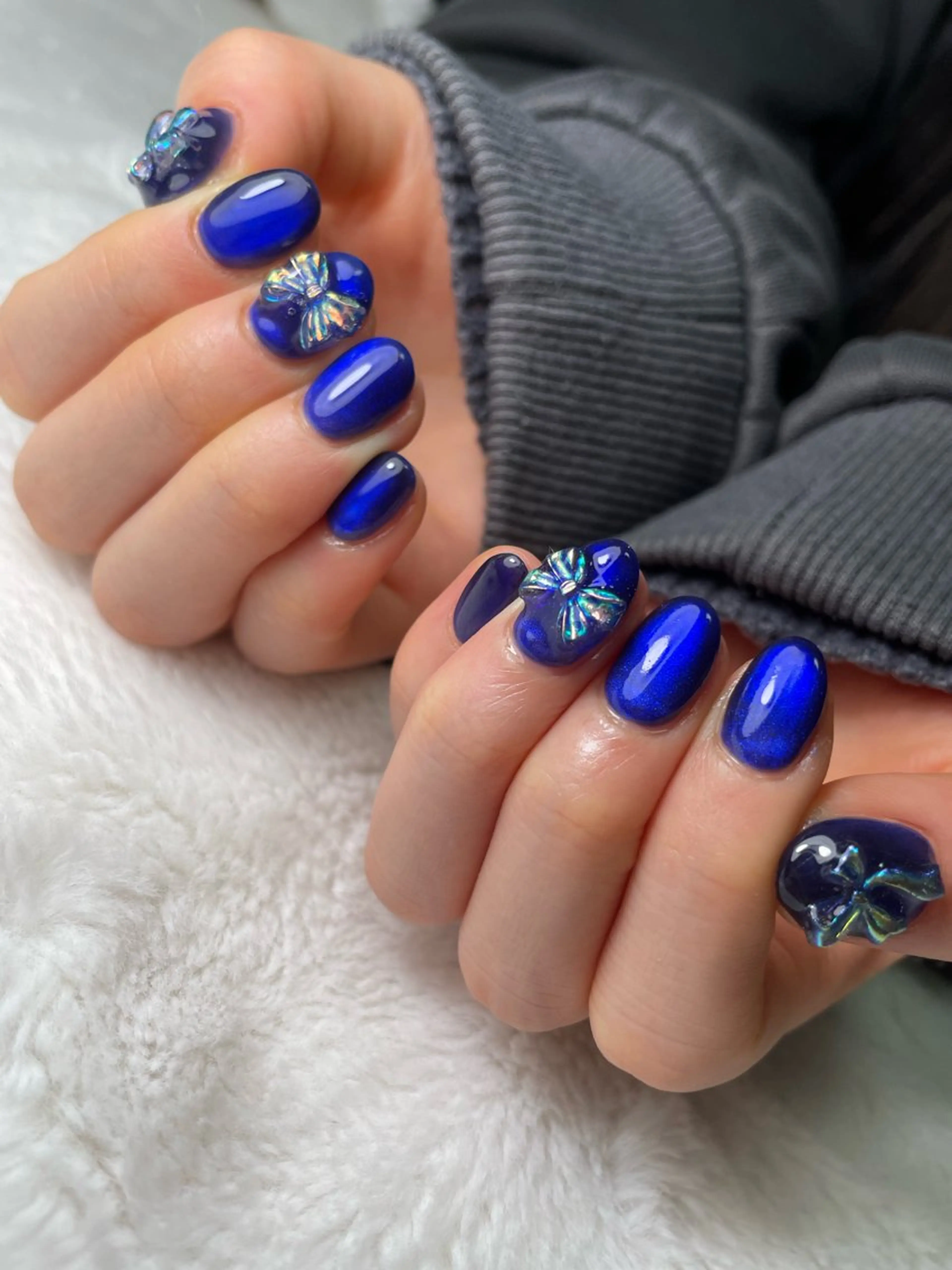 ネイル ブルー マグネットネイル ハンドネイル kipinail 川﨑えりかのネイルデザイン