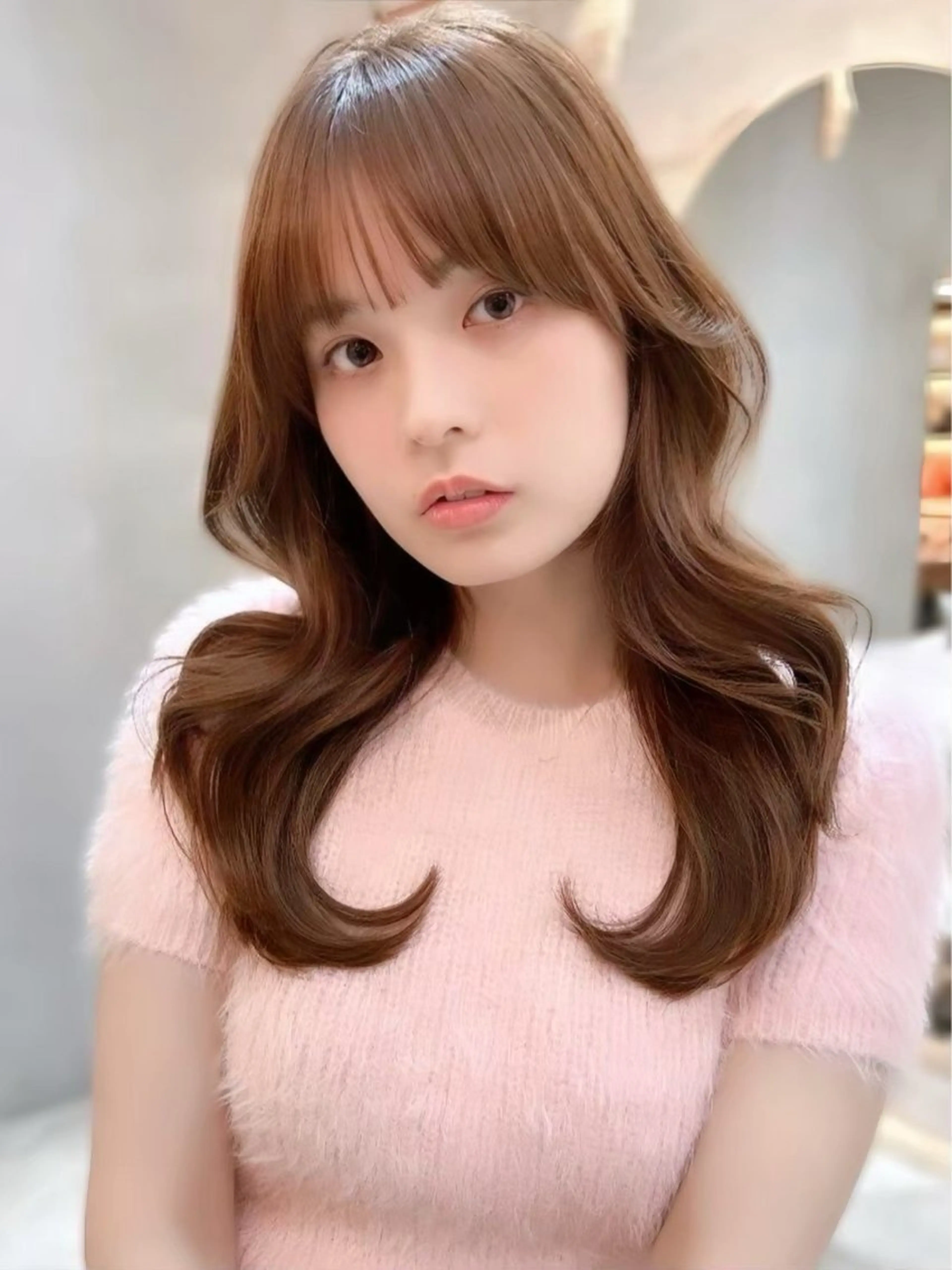 ミディアム カット トリートメント ヘッドスパ オリーブカラー/みづ き/ボブパーマ🤍のヘアスタイル