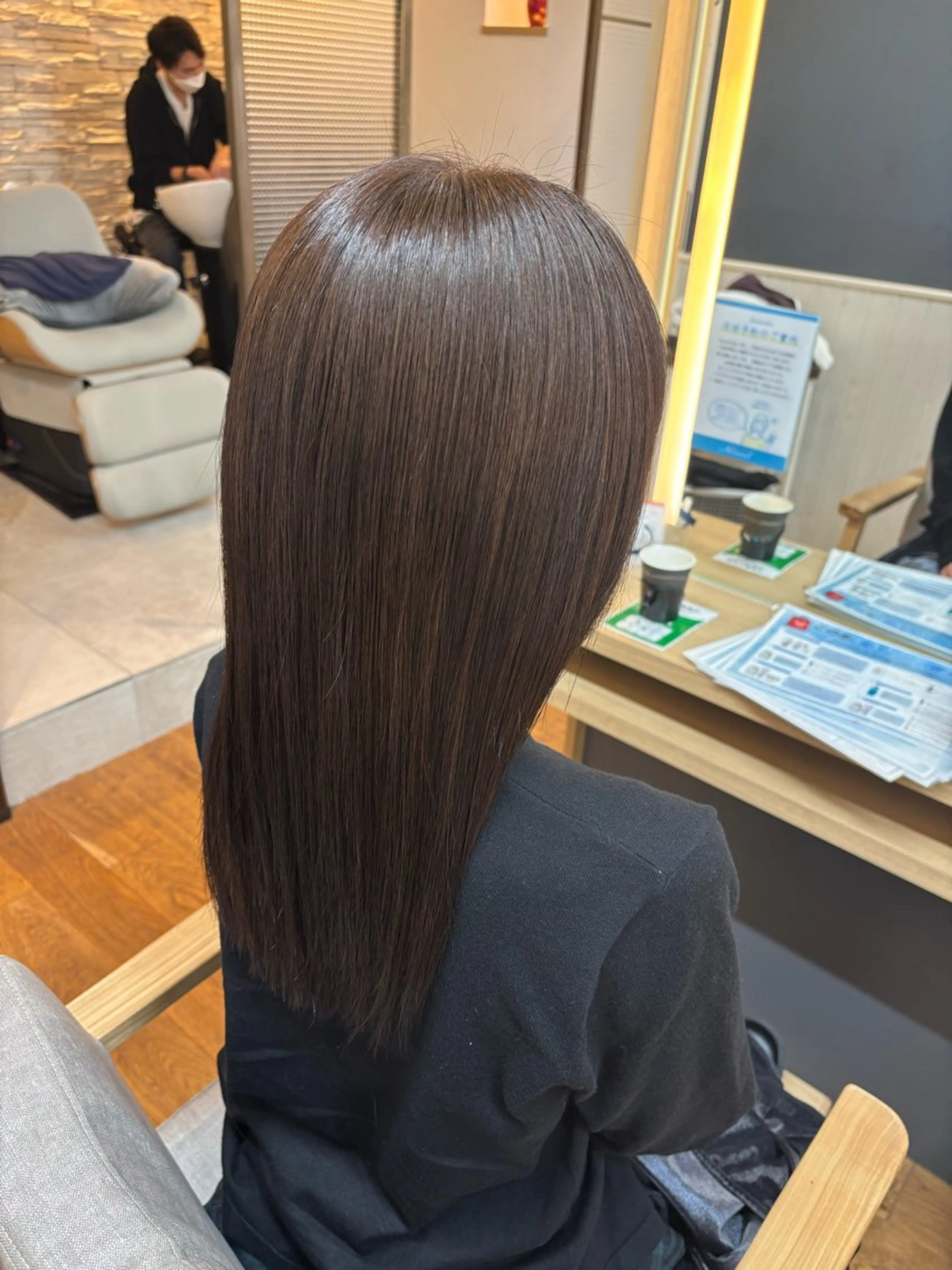 セミロング 縮毛矯正 韓国ヘア sasugaのヘアスタイル