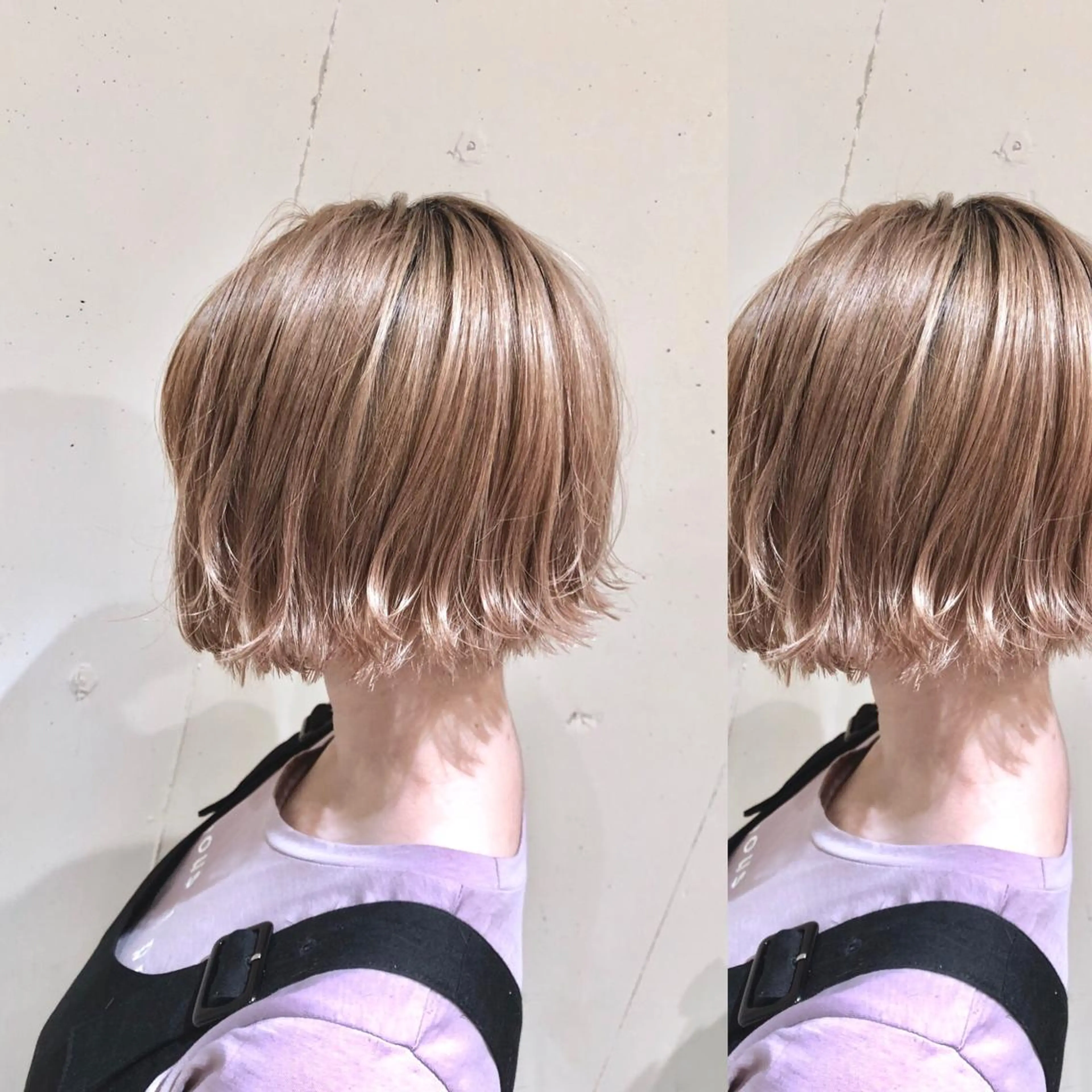 ショート カラー パーマ ヘアアレンジ 切りっぱなしボブ バレイヤージュ 黒髪 グラデーションカラー グレージュ 【ツヤ髪美容師】 ツダケイスケのヘアスタイル