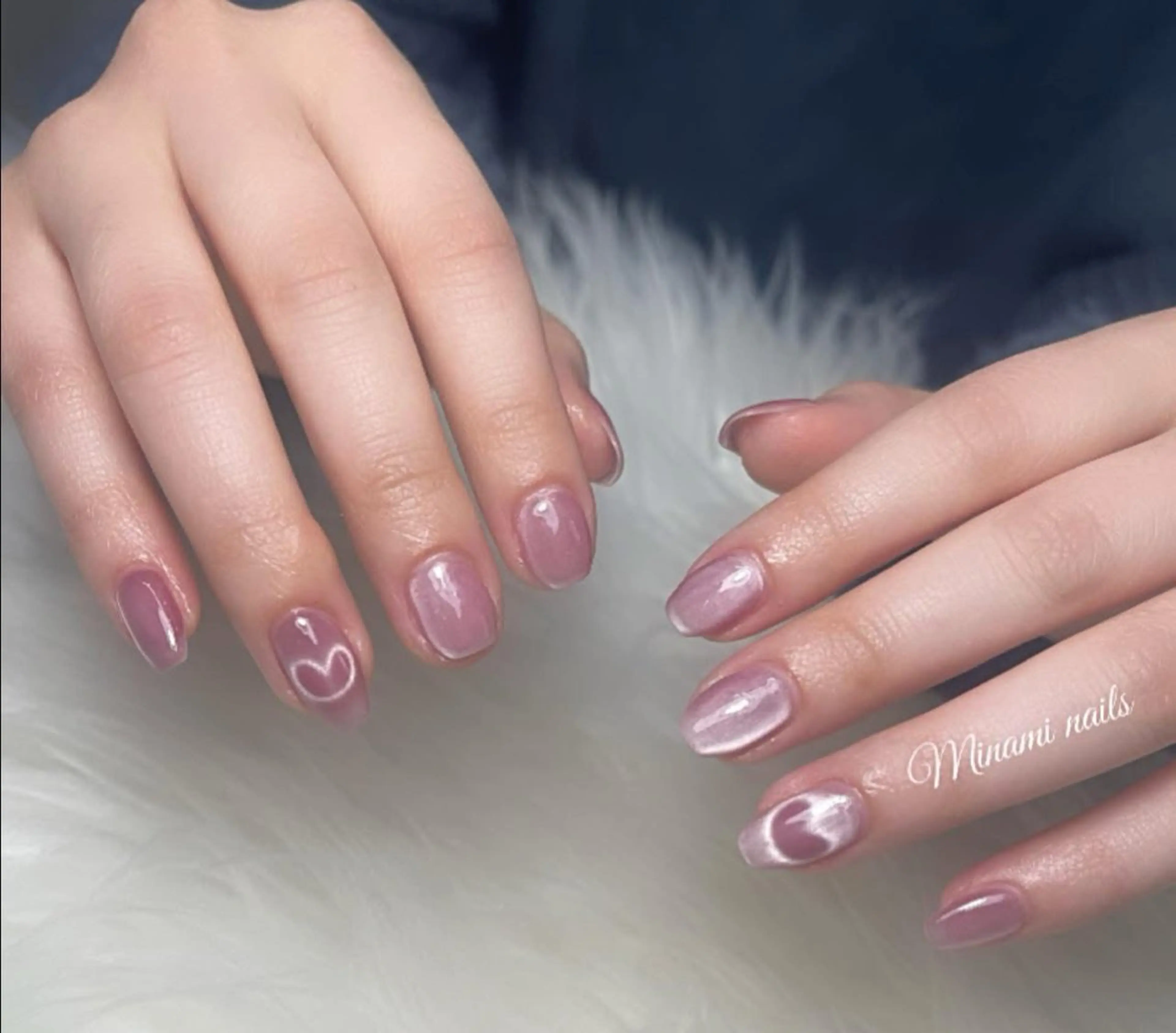 ネイル アートネイル ハート マグネットネイル オフィスネイル ピンク Minami Nailsのネイルデザイン