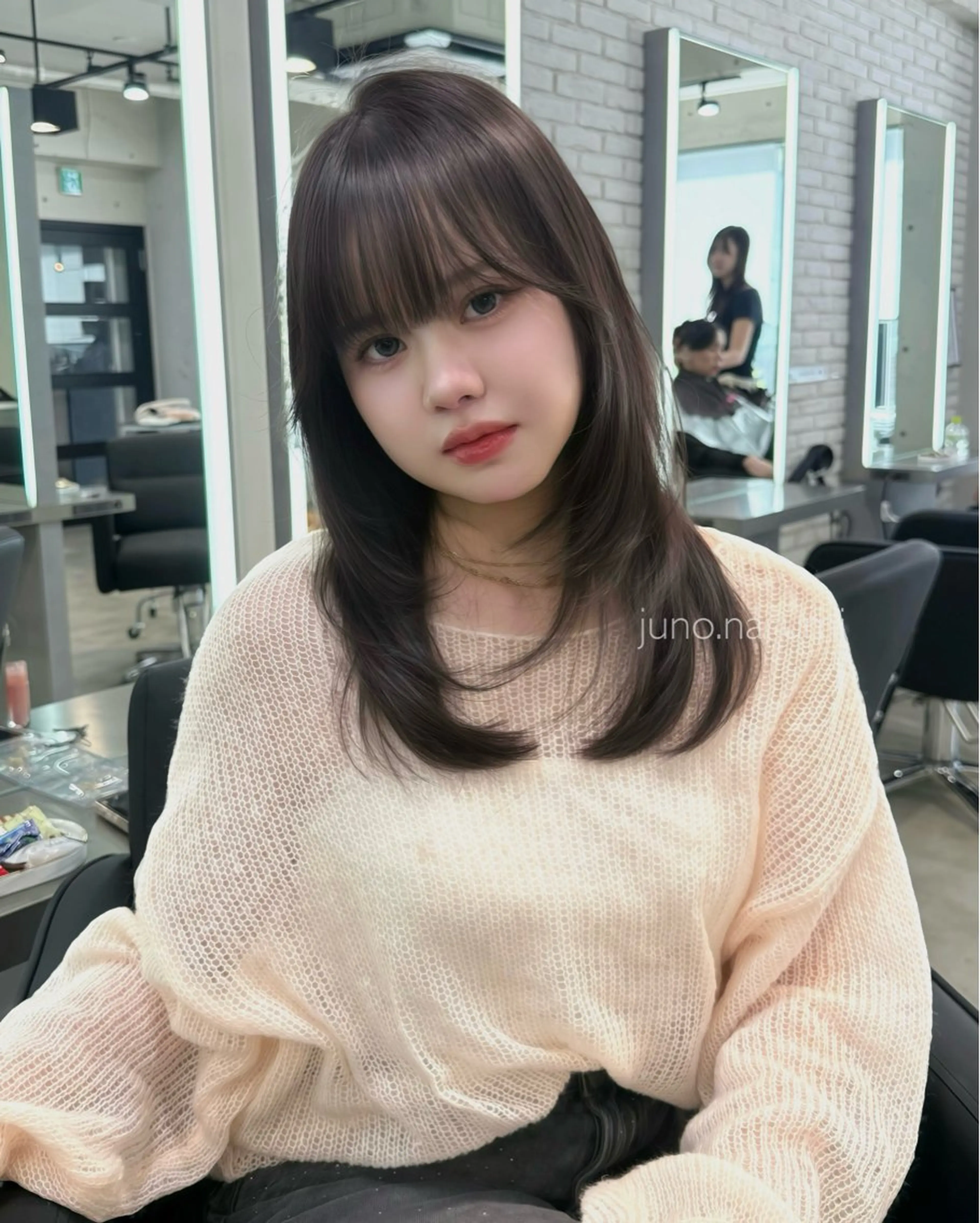 ミディアム カット 縮毛矯正 トリートメント 韓国技術習得者🩰 narumi‎‎🤍のヘアスタイル