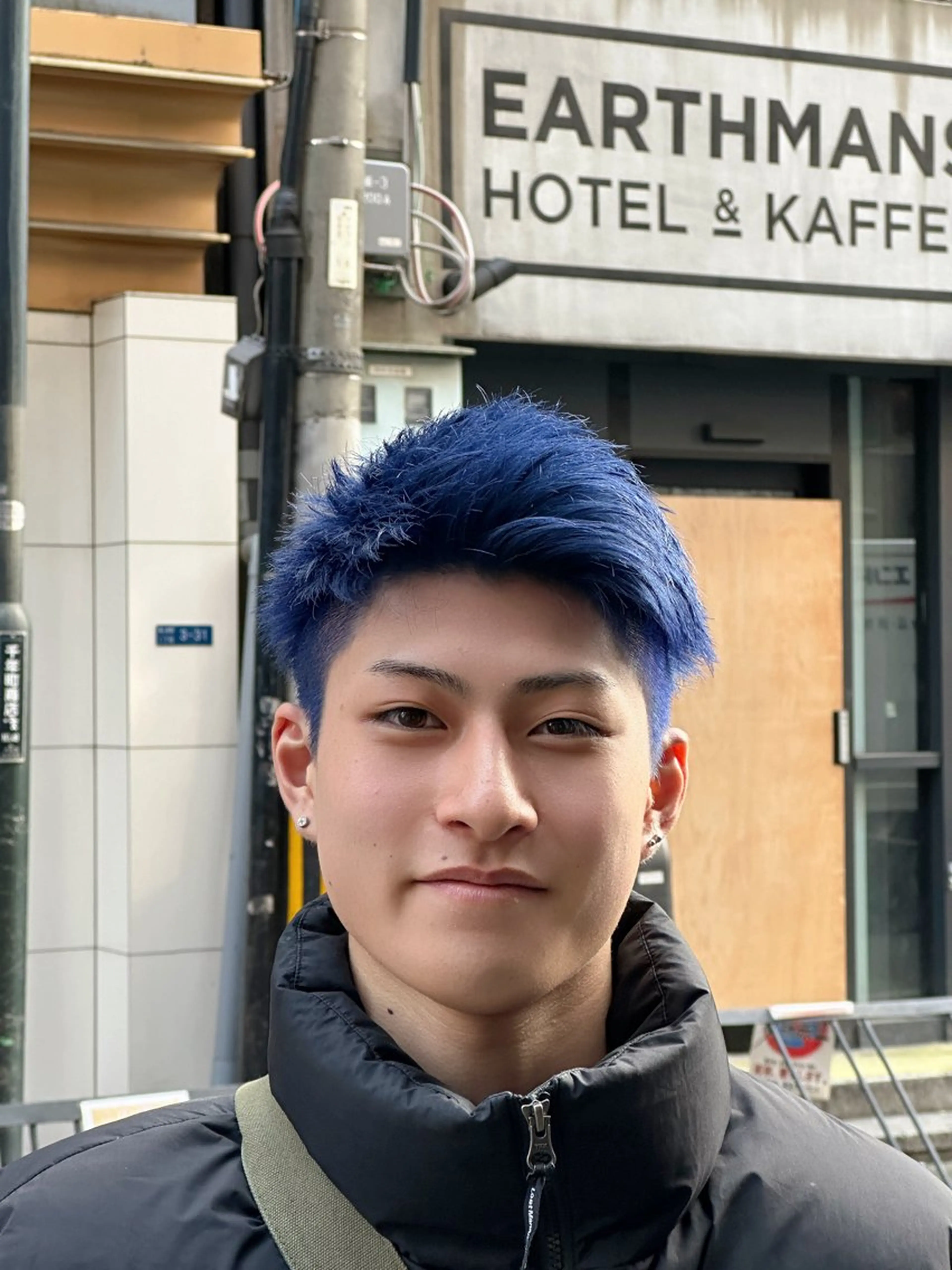 ショート カラー メンズ メンズブリーチ メンズパーマ ブリーチ ブルーカラー ダブルカラー 東心斎橋☆豆柴 🐾倶楽部のヘアスタイル