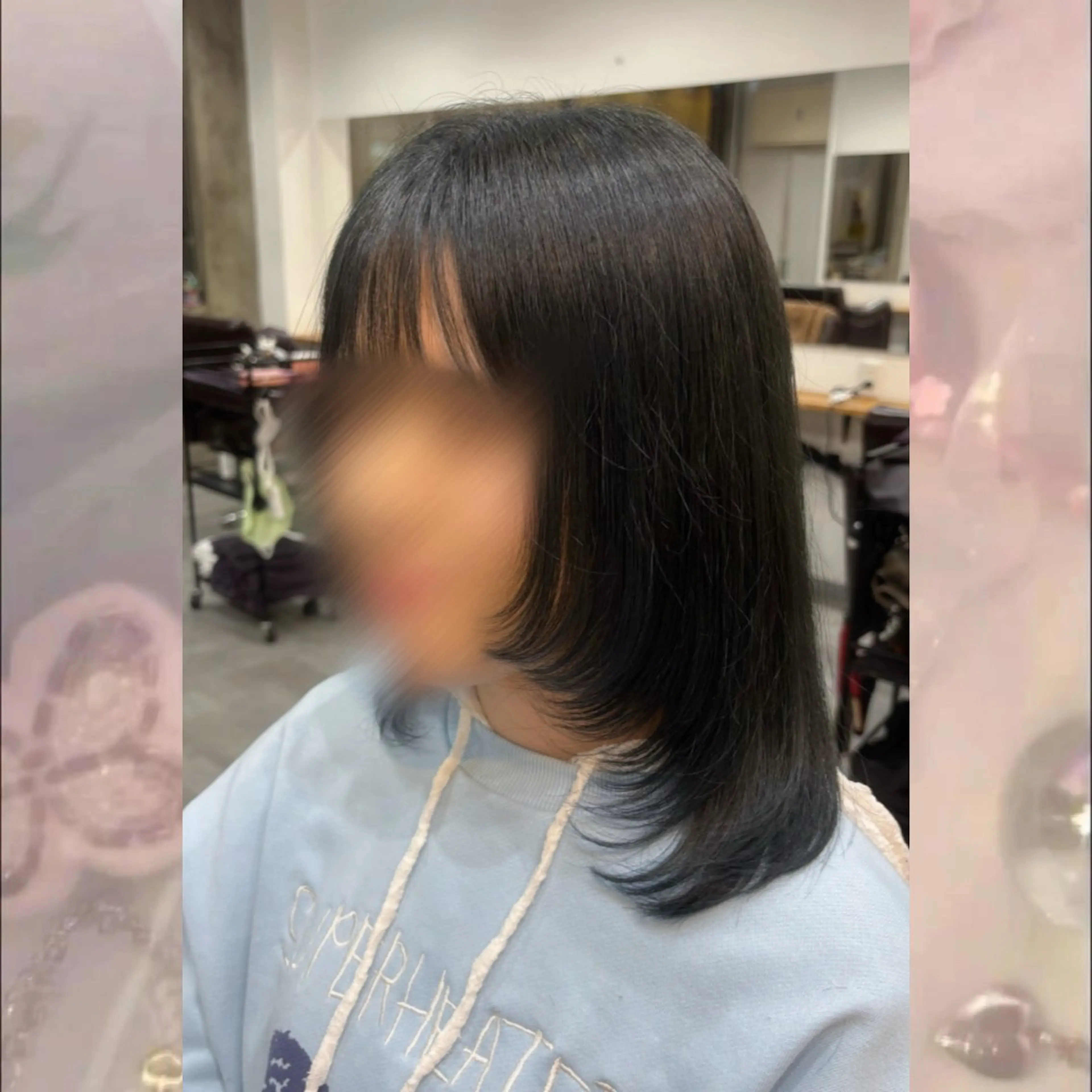 ミディアム 顔まわりレイヤー 顔周りカット レイヤーカット 河原 彩心【練習モデル】のヘアスタイル