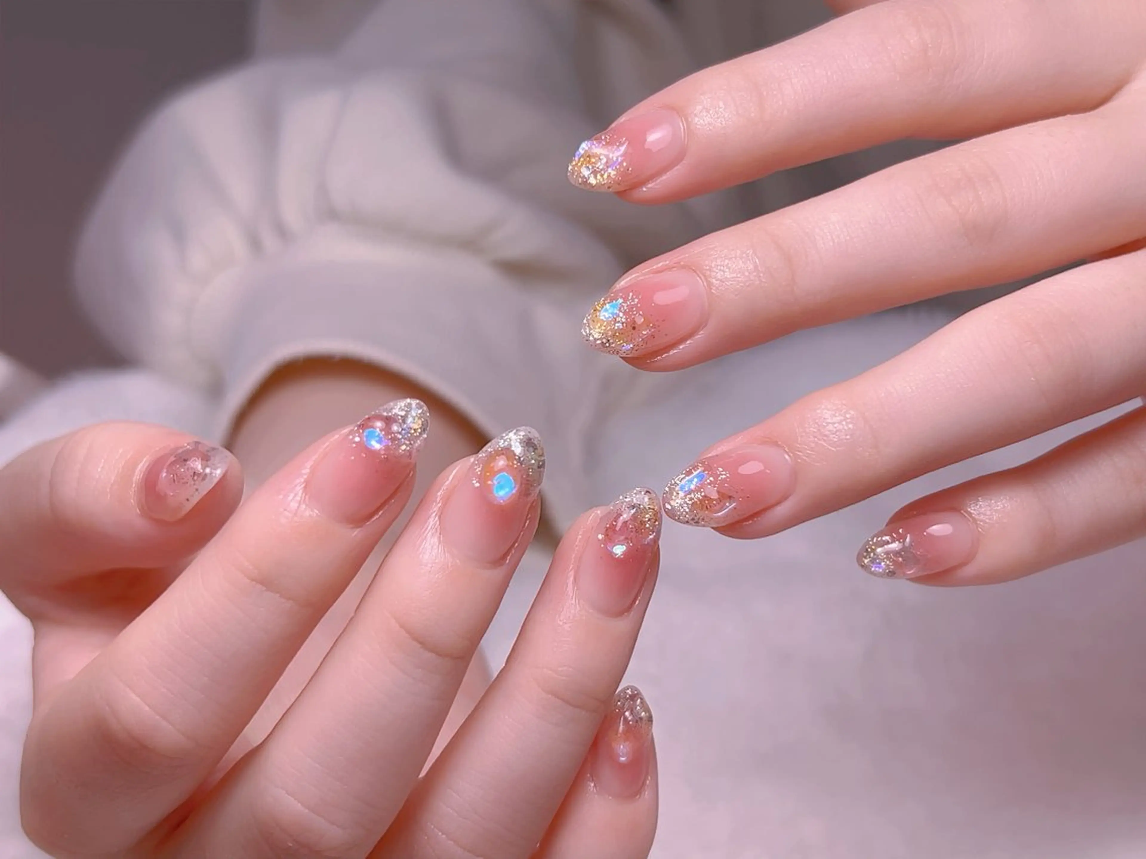 ネイル フレンチネイル ジェルネイル グラデーション 韓国ネイル マグネットネイル ハンドネイル 【長さ出し】 IRIS NAILのネイルデザイン