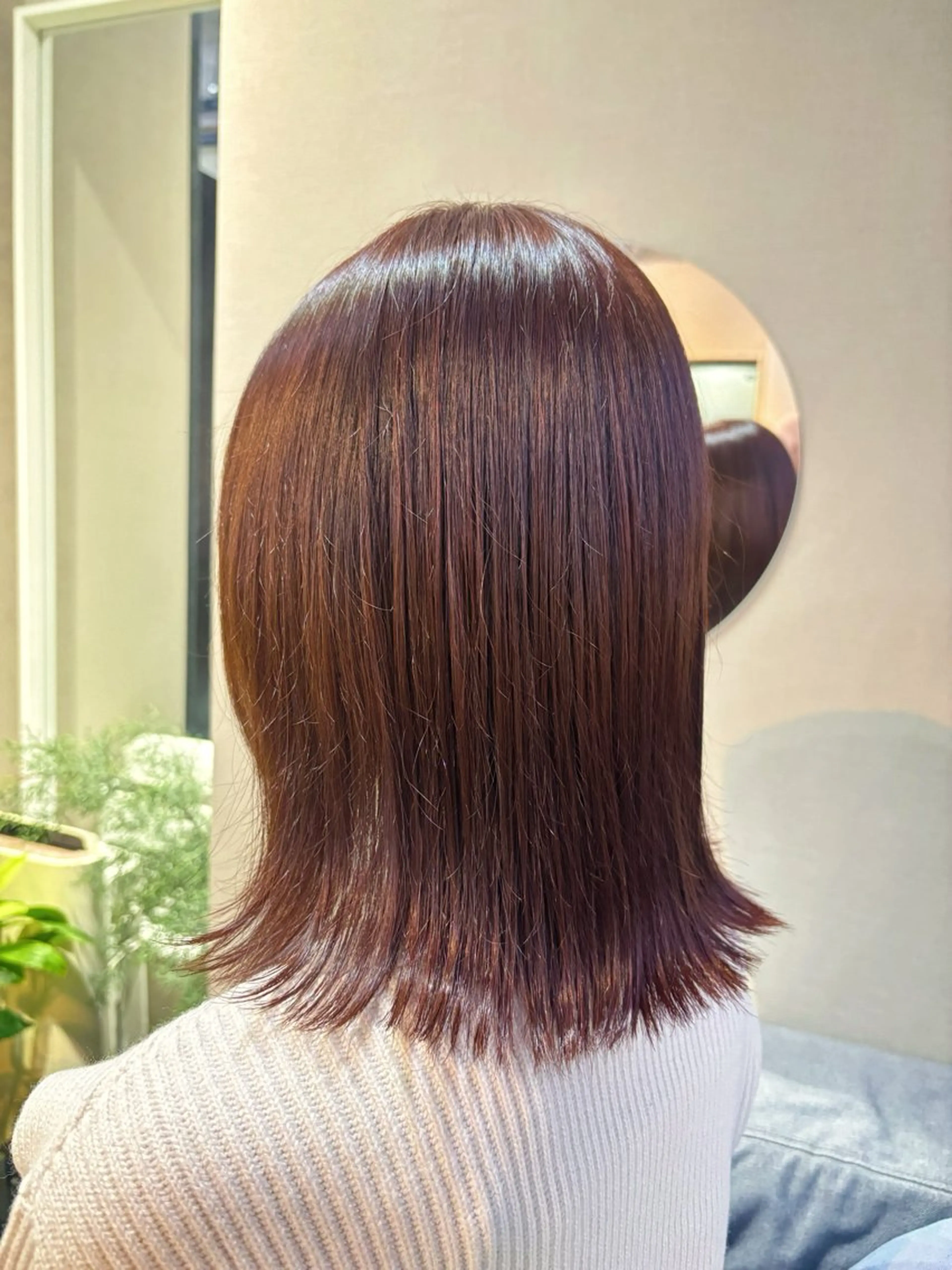 ミディアム ピンクブラウン カット ヘアカラー 🫧 ボブ/真鍋 衿奈🫧のヘアスタイル