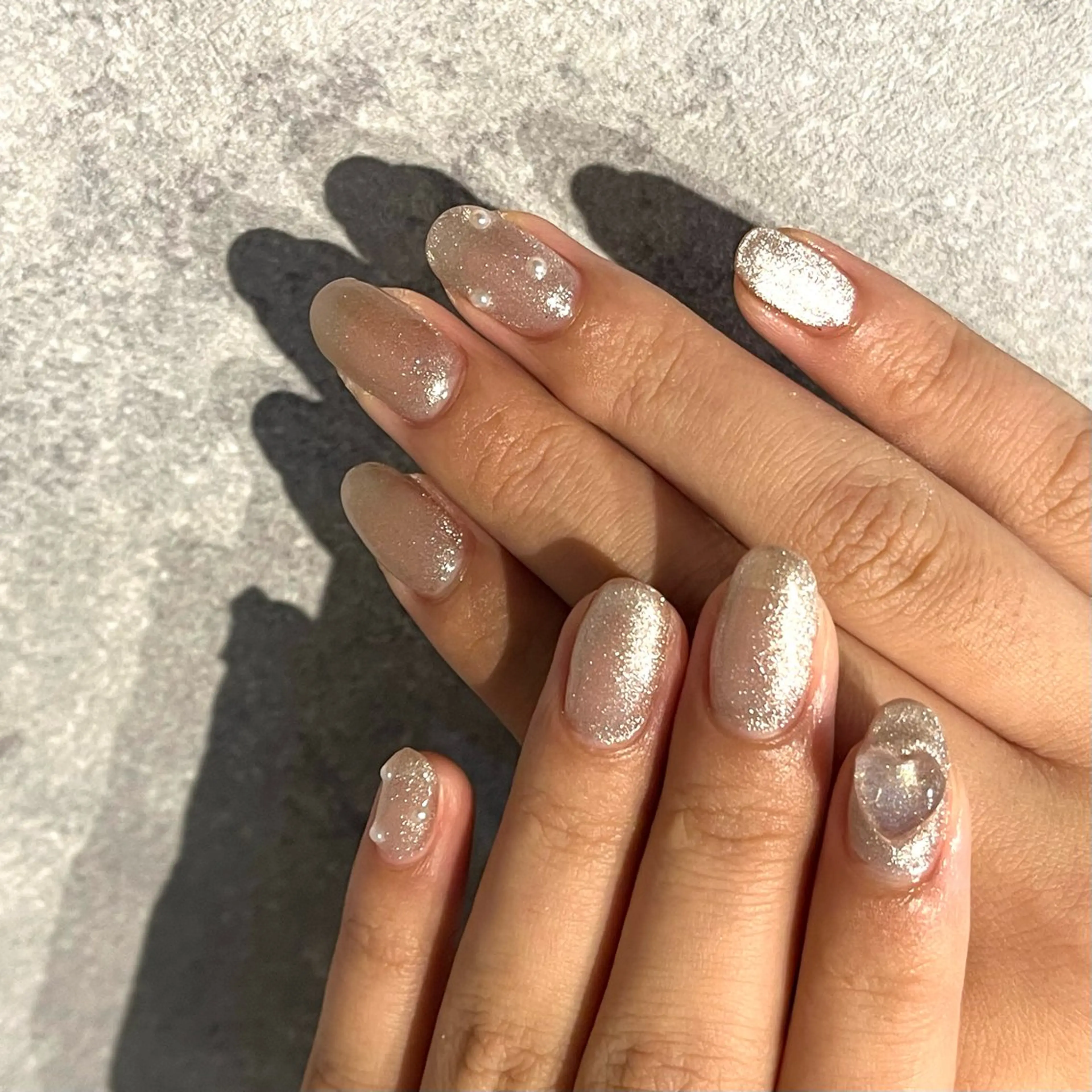 ネイル ピンク ピンクベージュ 冬ネイル nail room Hotori.のネイルデザイン