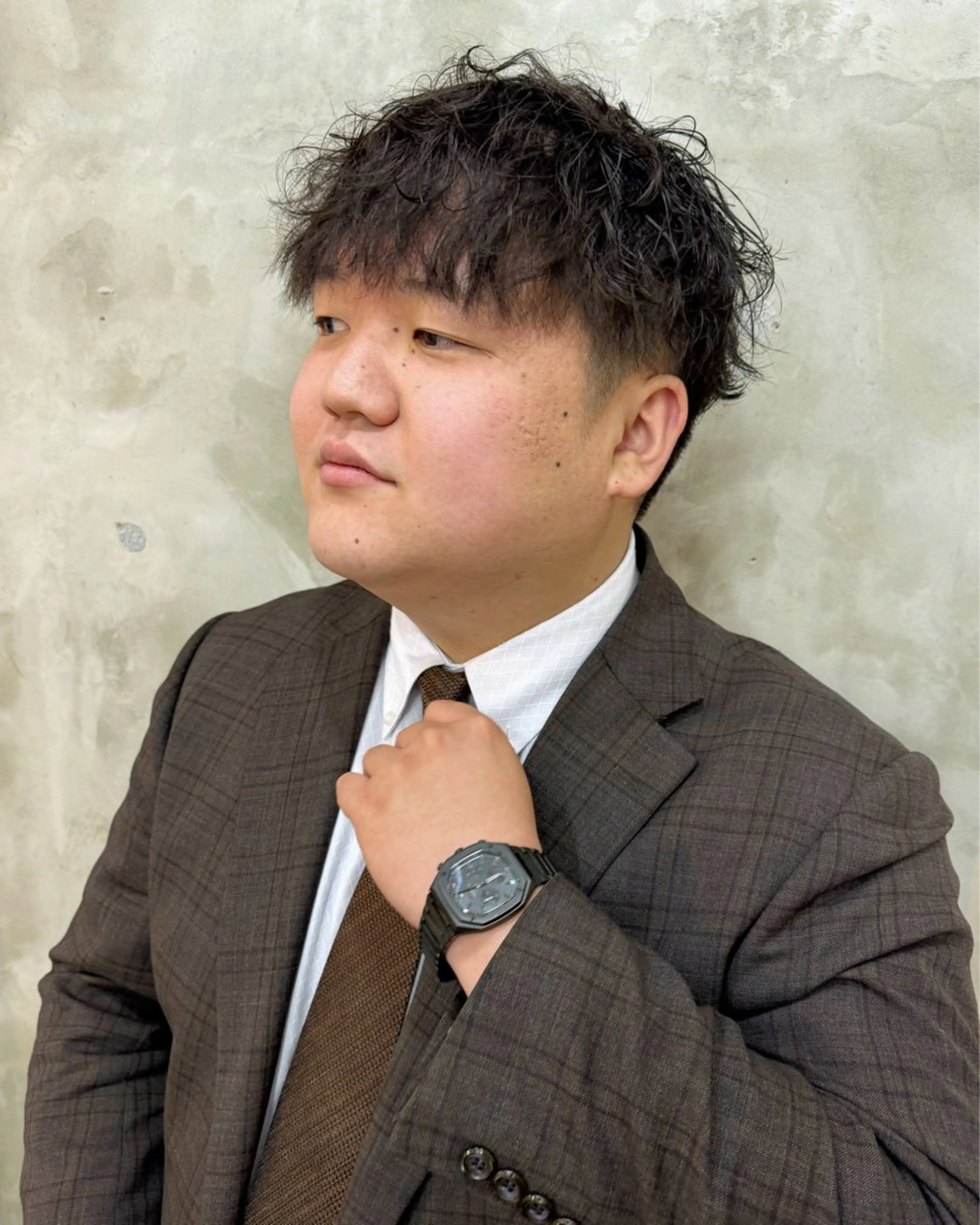 パーマ メンズ マッシュ 刈り上げ 波巻きパーマ 志賀 あずみのヘアスタイル