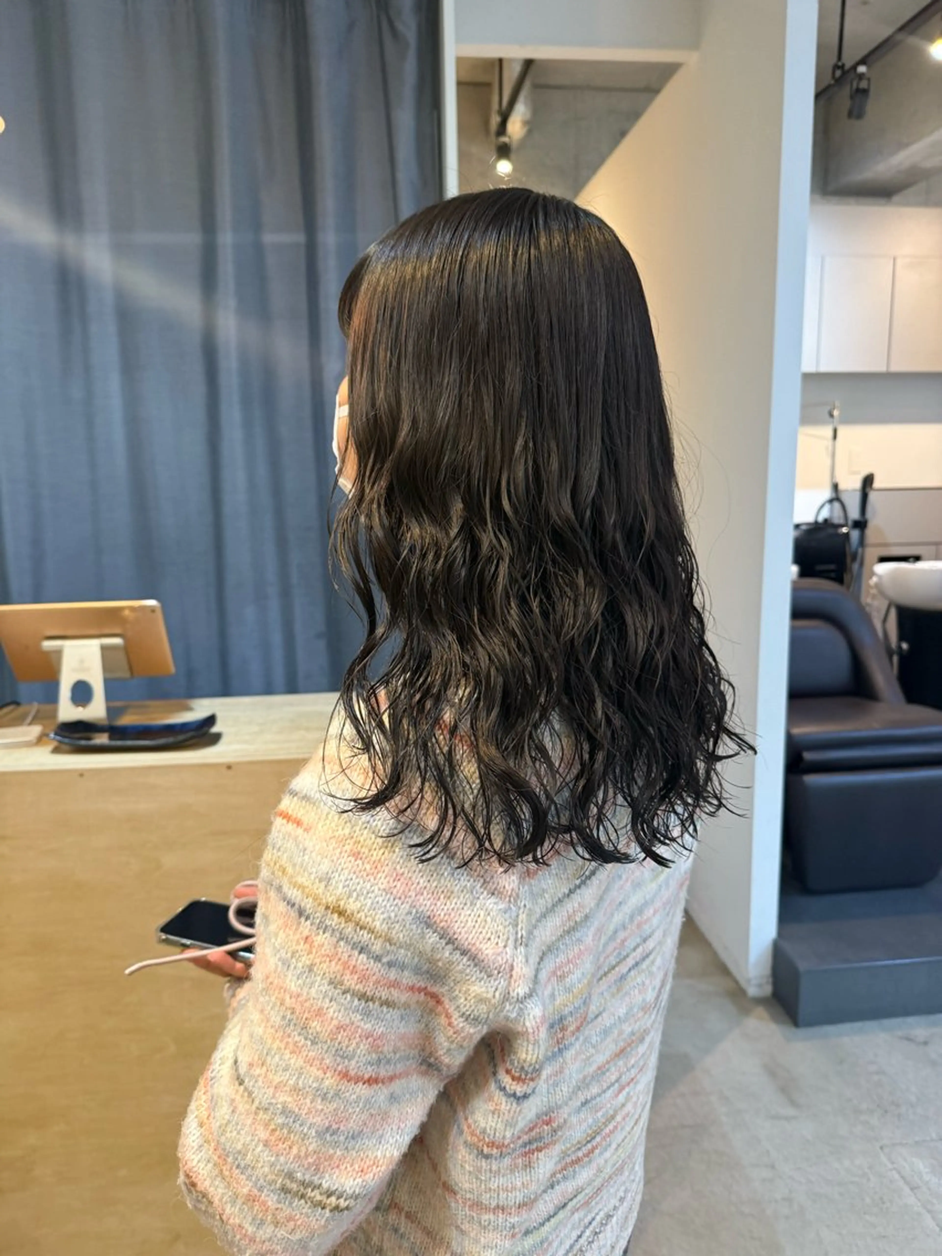 ミディアム カット パーマ トリートメント デジタルパーマ/ ウェーブパーマ/神野のヘアスタイル