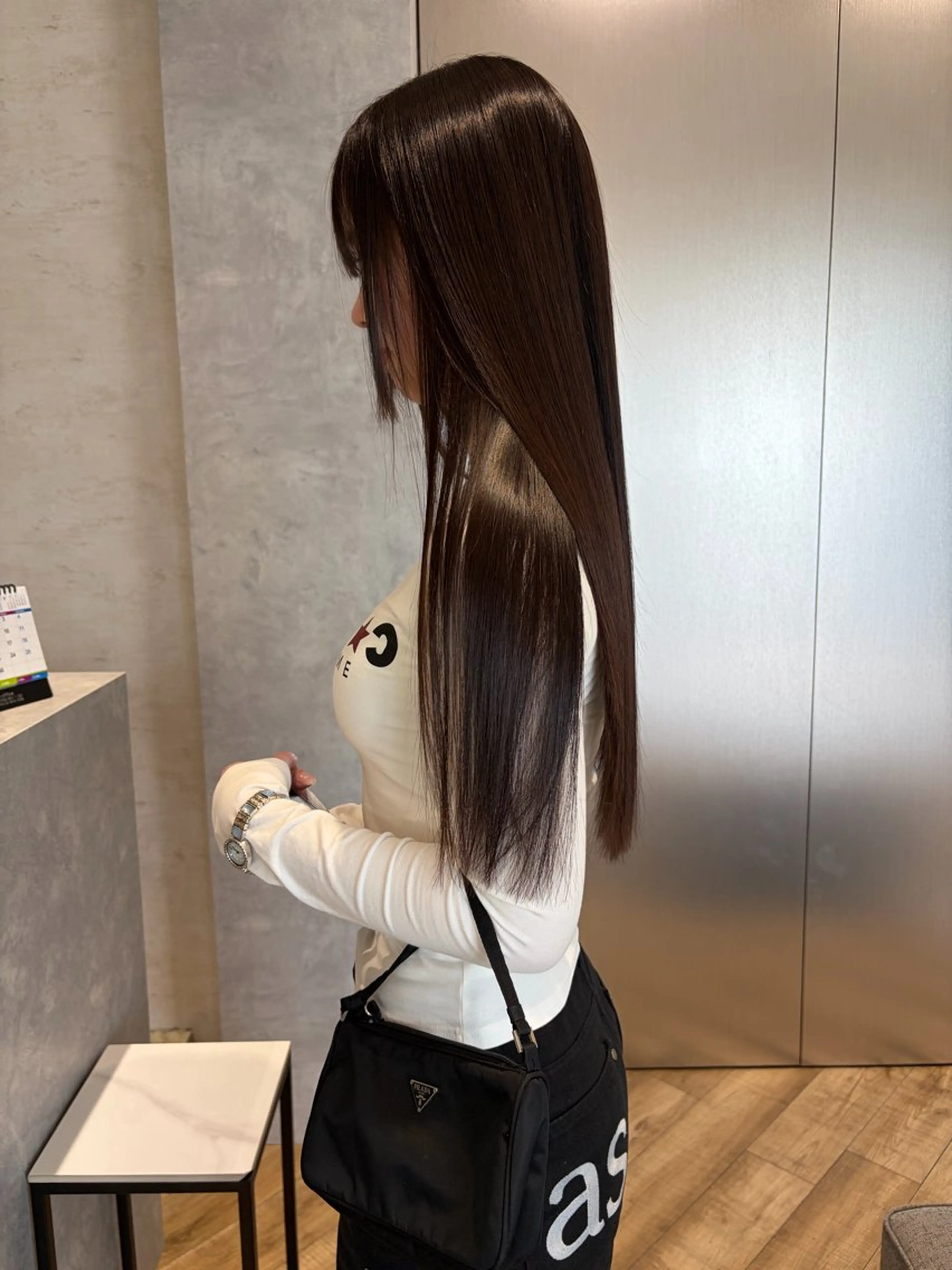 ロング カット 縮毛矯正 トリートメント 柴田樹/大人可愛い 艶髪カラー/髪質改善のヘアスタイル