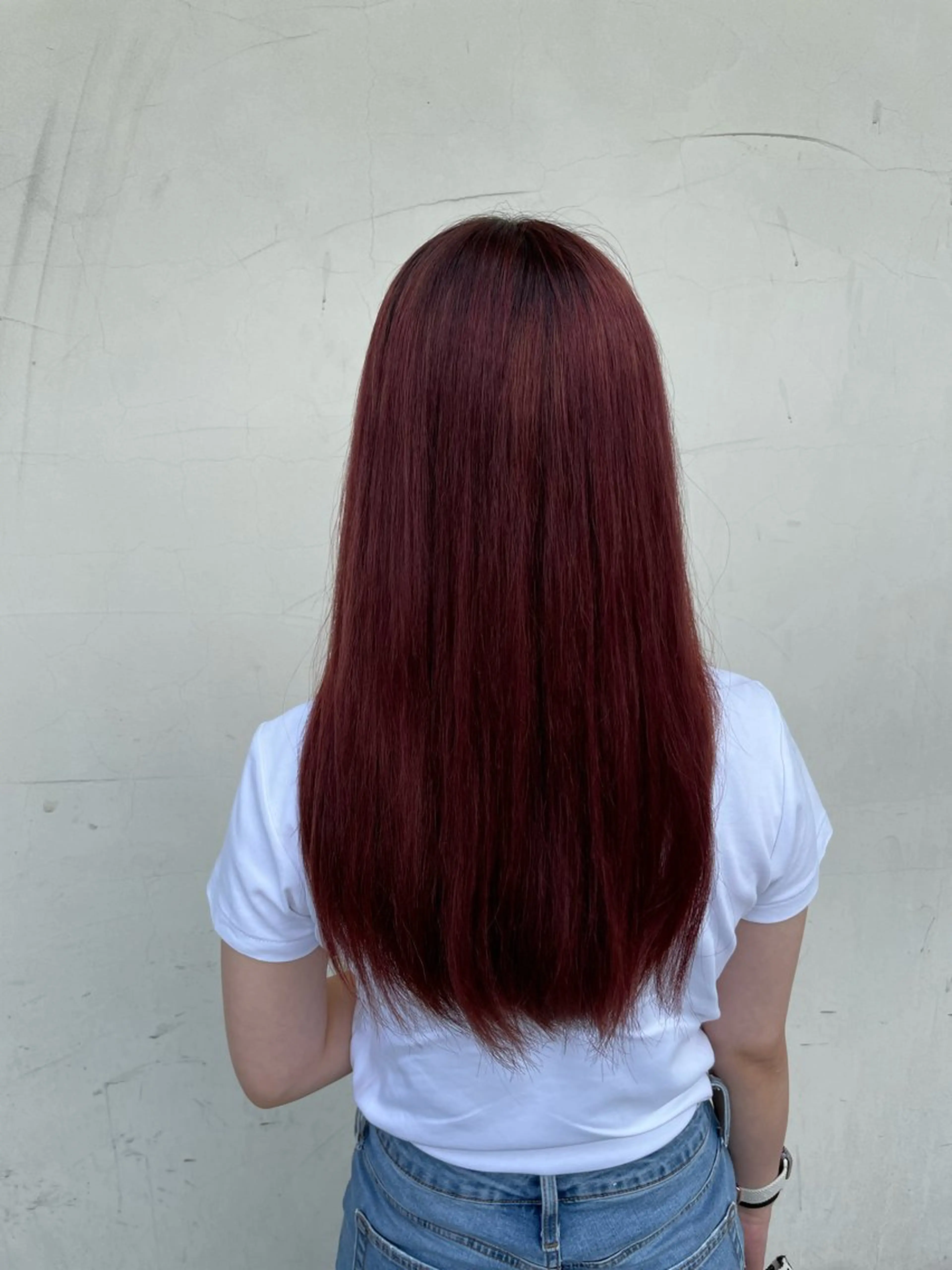 ロング レッドブラウン ヘアカラー トリートメント さかきばら すみえのヘアスタイル