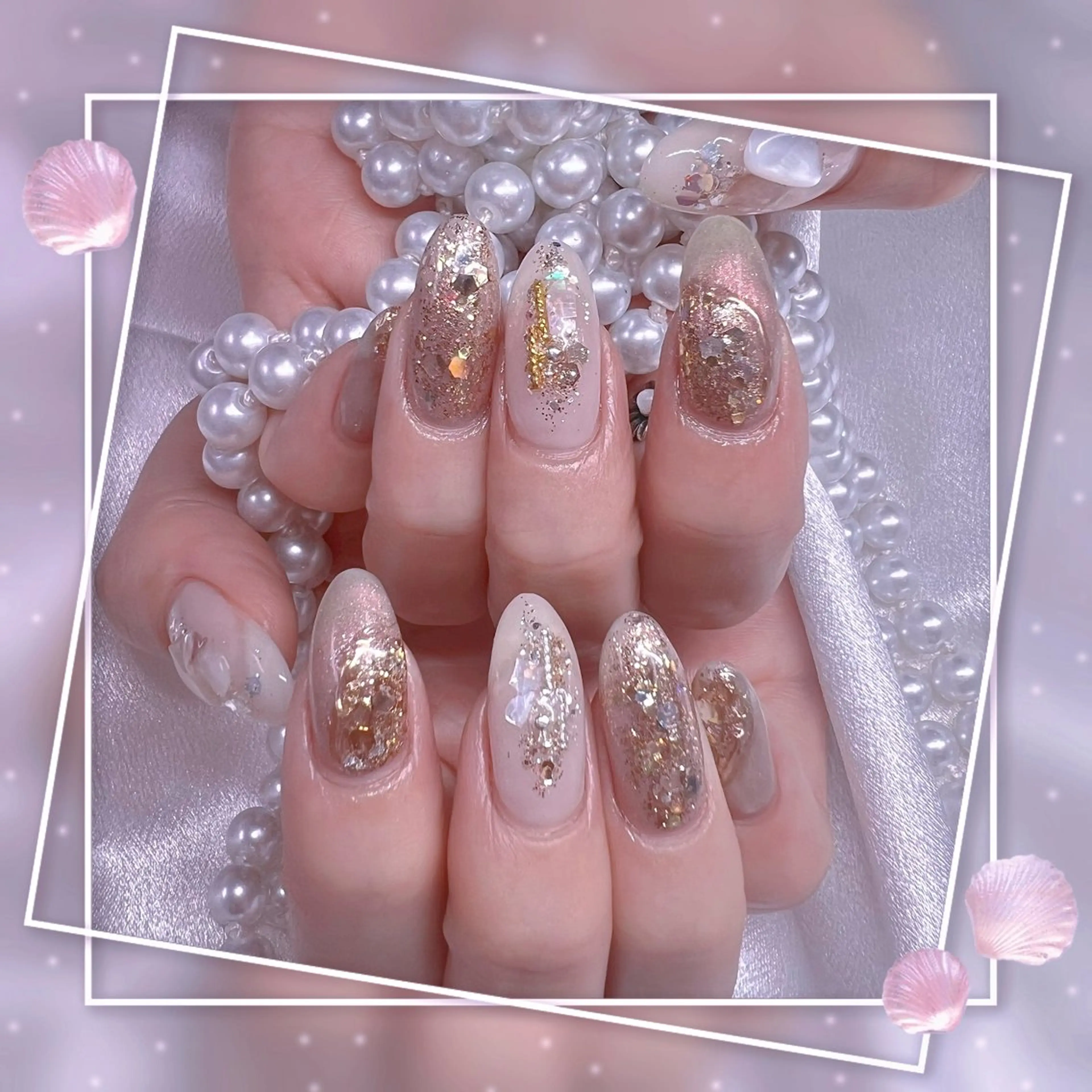 ネイル フレンチネイル グラデーション キラキラネイル 韓国ネイル マグネットネイル ハンドネイル Chill Nailsalonのネイルデザイン