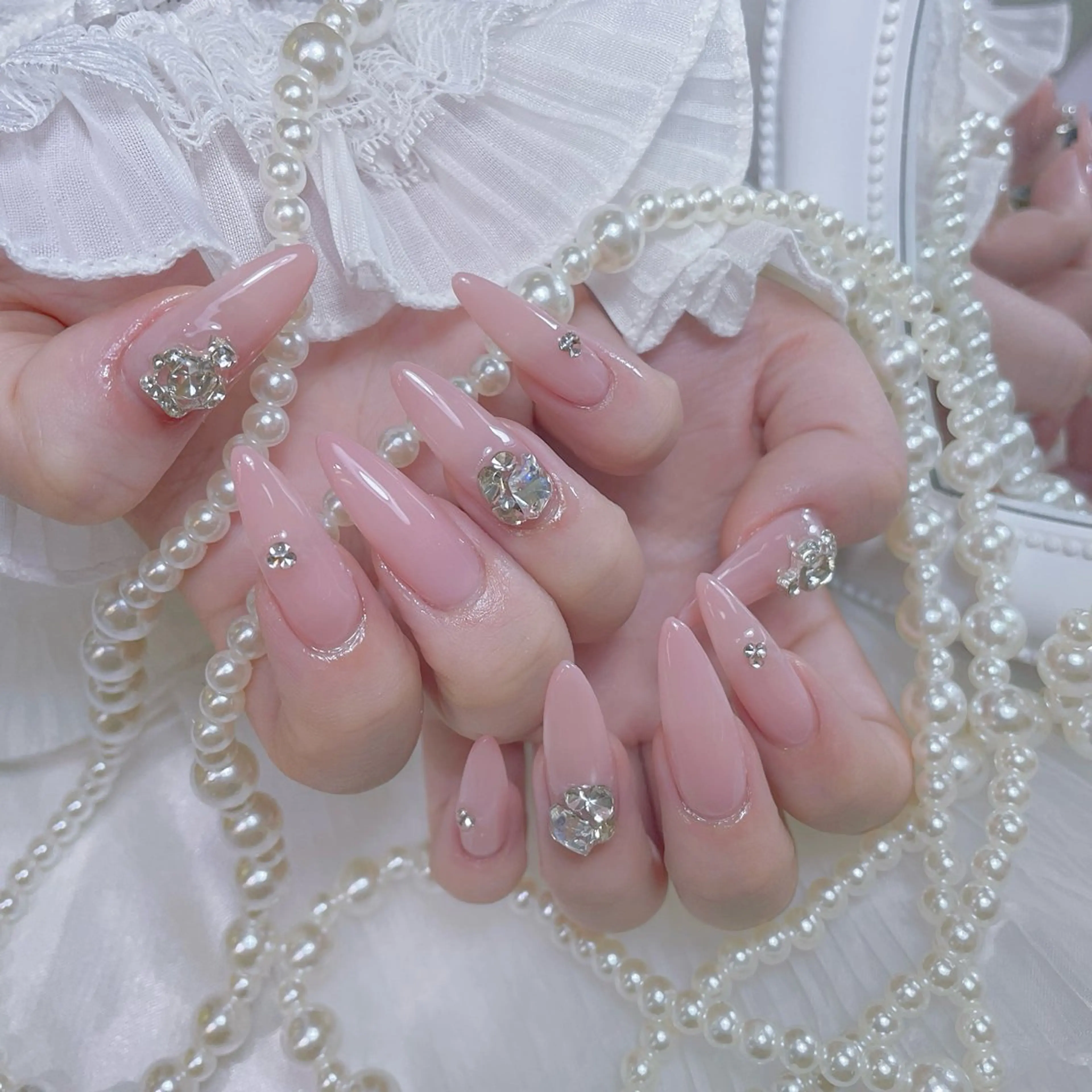 ネイル ハート 韓国ネイル 春ネイル 夏ネイル バレンタイン ハンドネイル Melody  3D/スカルプ専門店のネイルデザイン