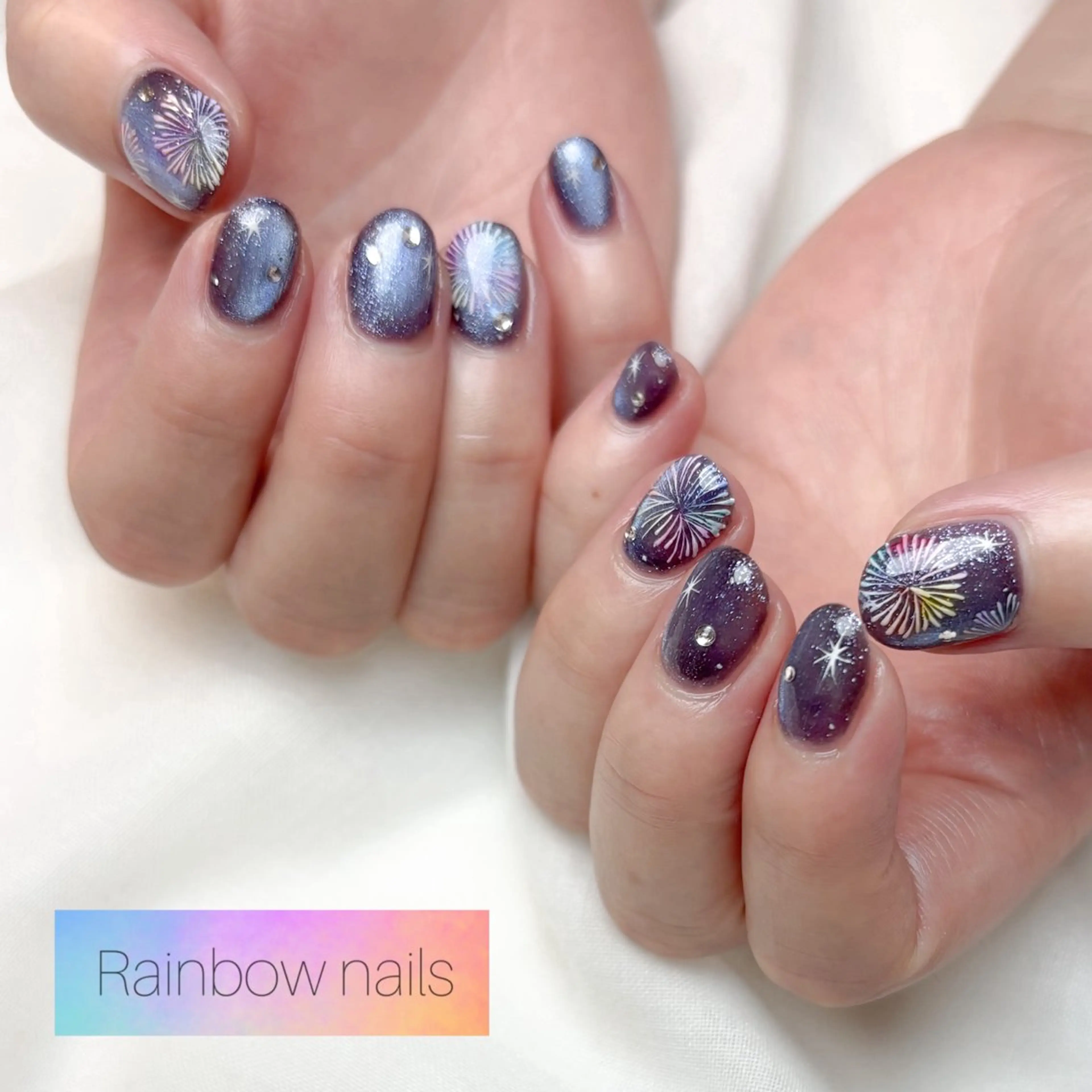 ネイル ハンドネイル Rainbow nailsくろちゃんのネイルデザイン