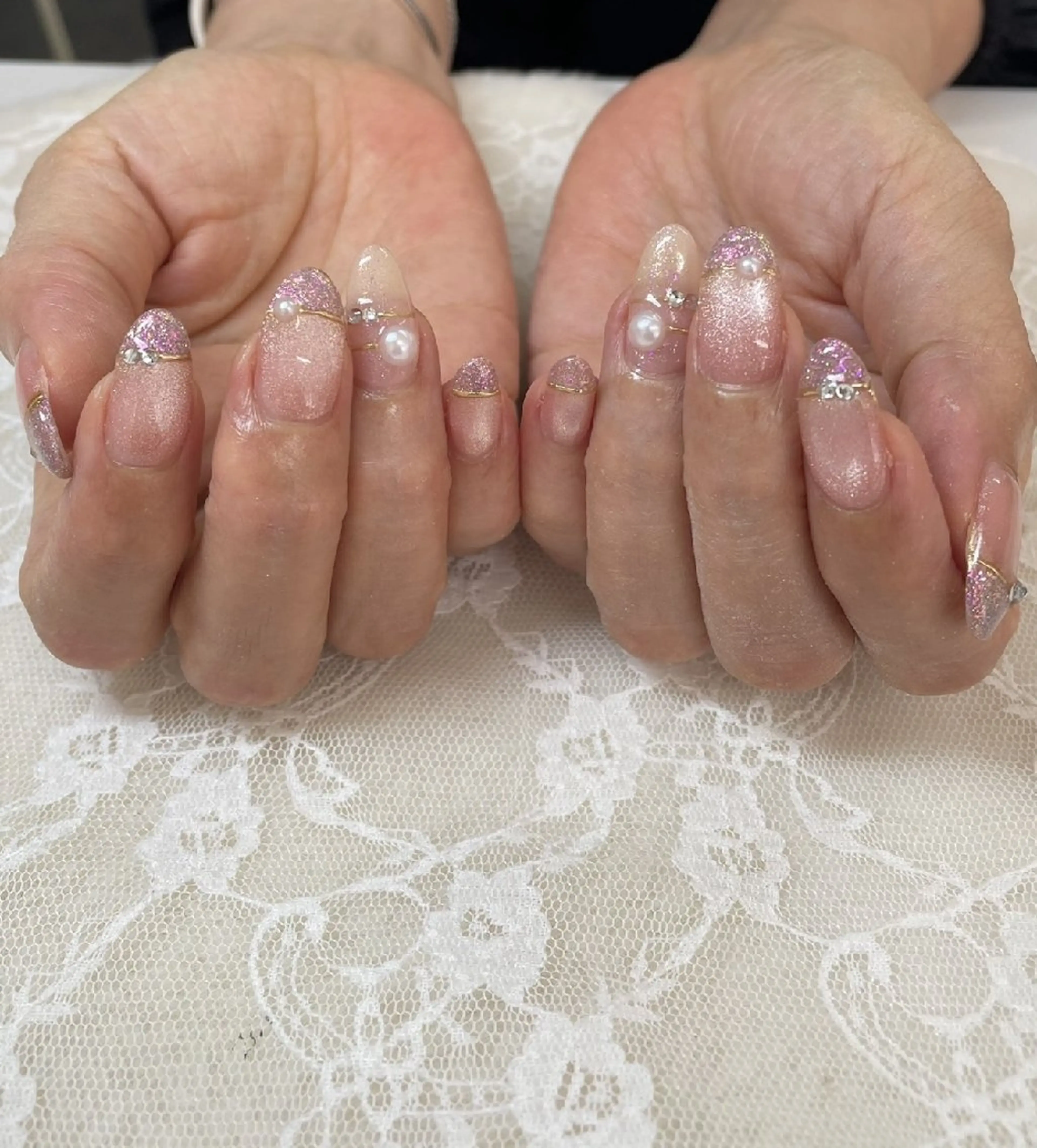 ネイル フレンチネイル マグネットネイル 夏ネイル ハンドネイル ハンドケア 心斎橋Salon Epokkuのネイルデザイン