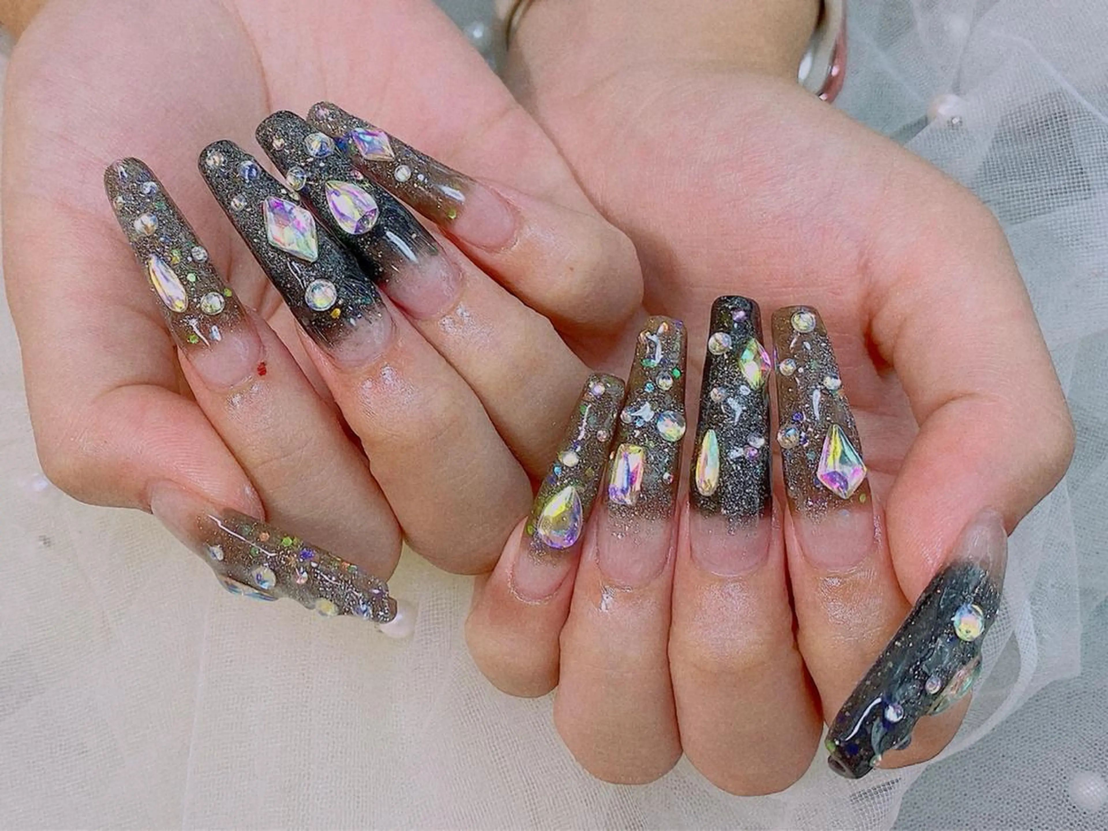 ロング パンダ ネイルのネイルデザイン