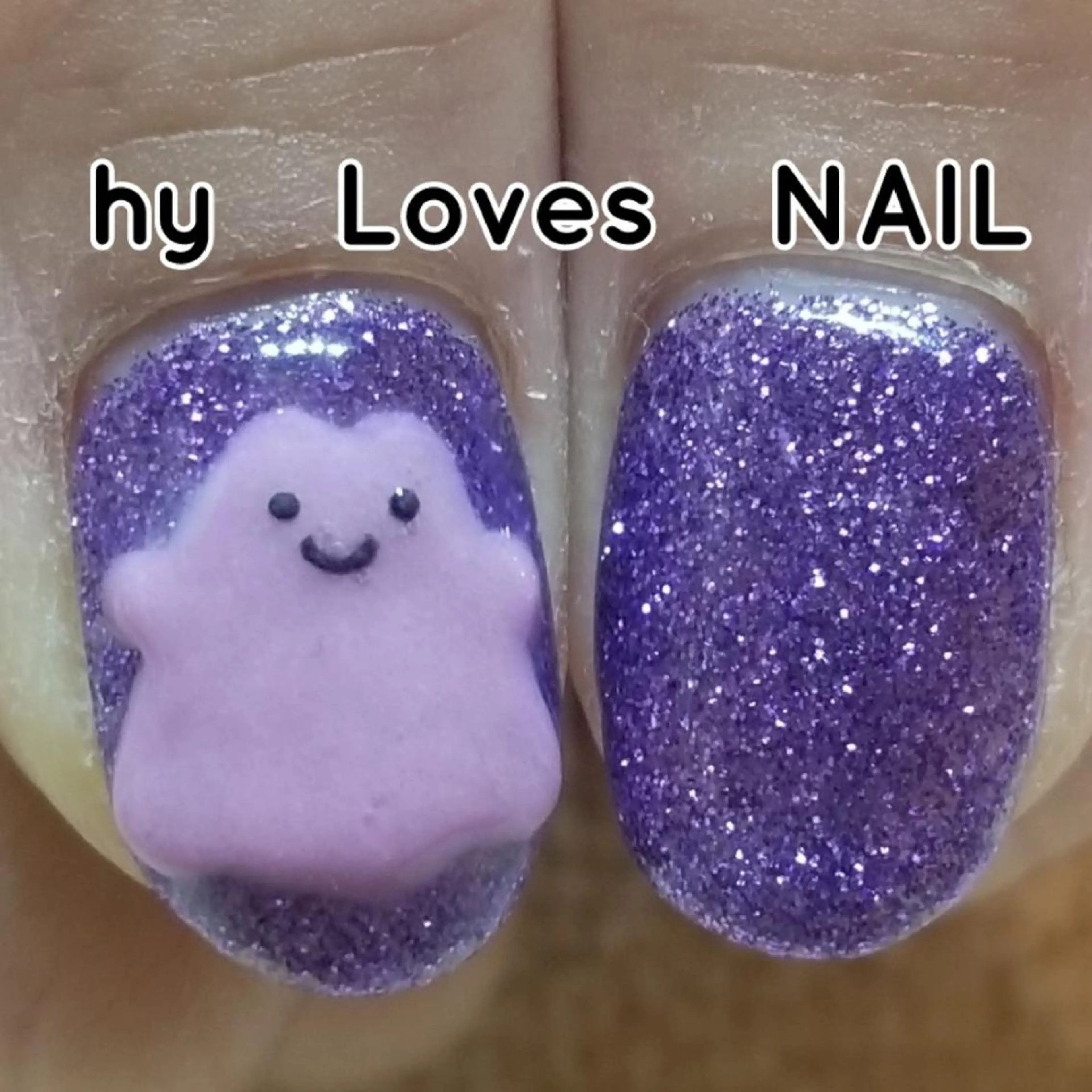 ネイル ラメ(グリッター) パープル ハンドネイル よしだ ひろきのネイルデザイン