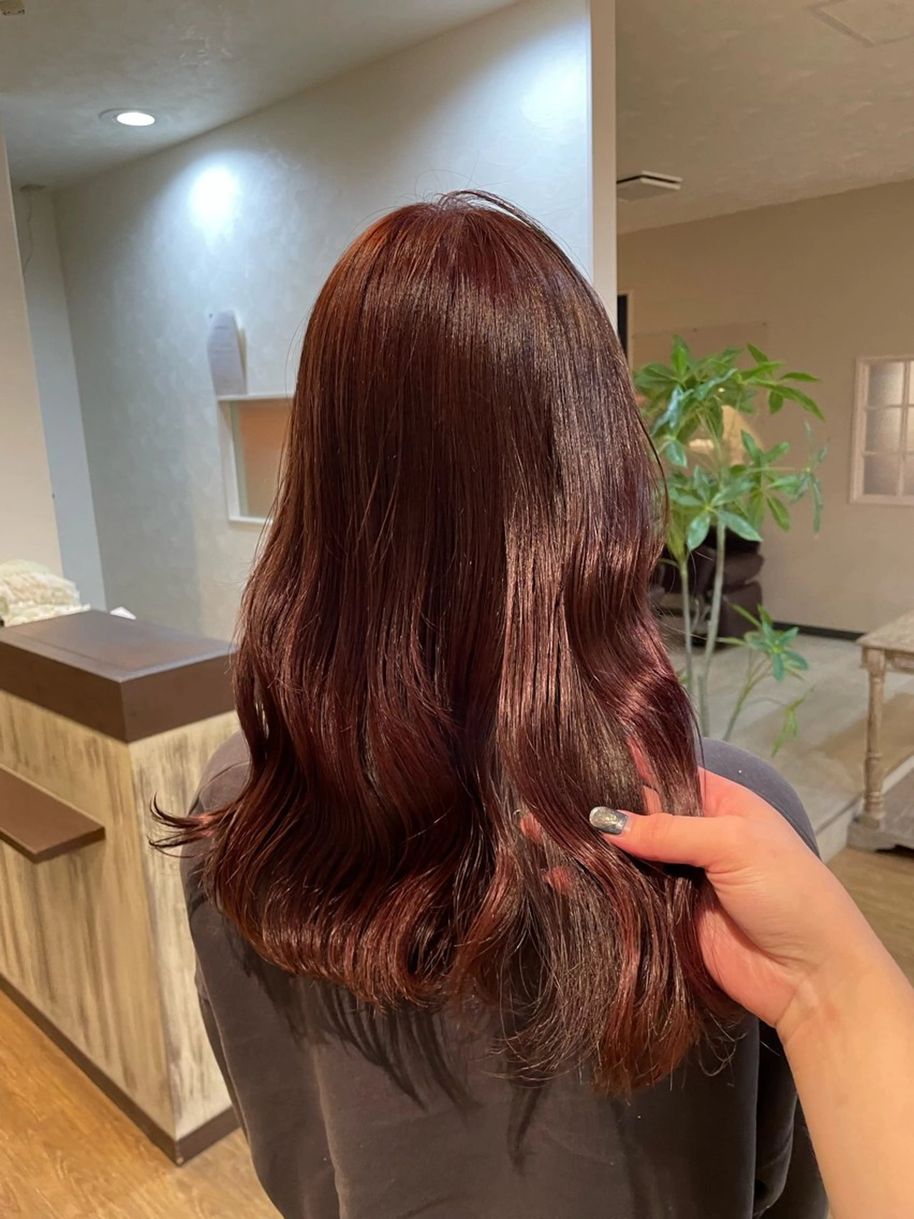 セミロング ピンクブラウン カット ヘアカラー トリートメント ピンク・ラベンダー/ レイヤー/NANAのヘアスタイル